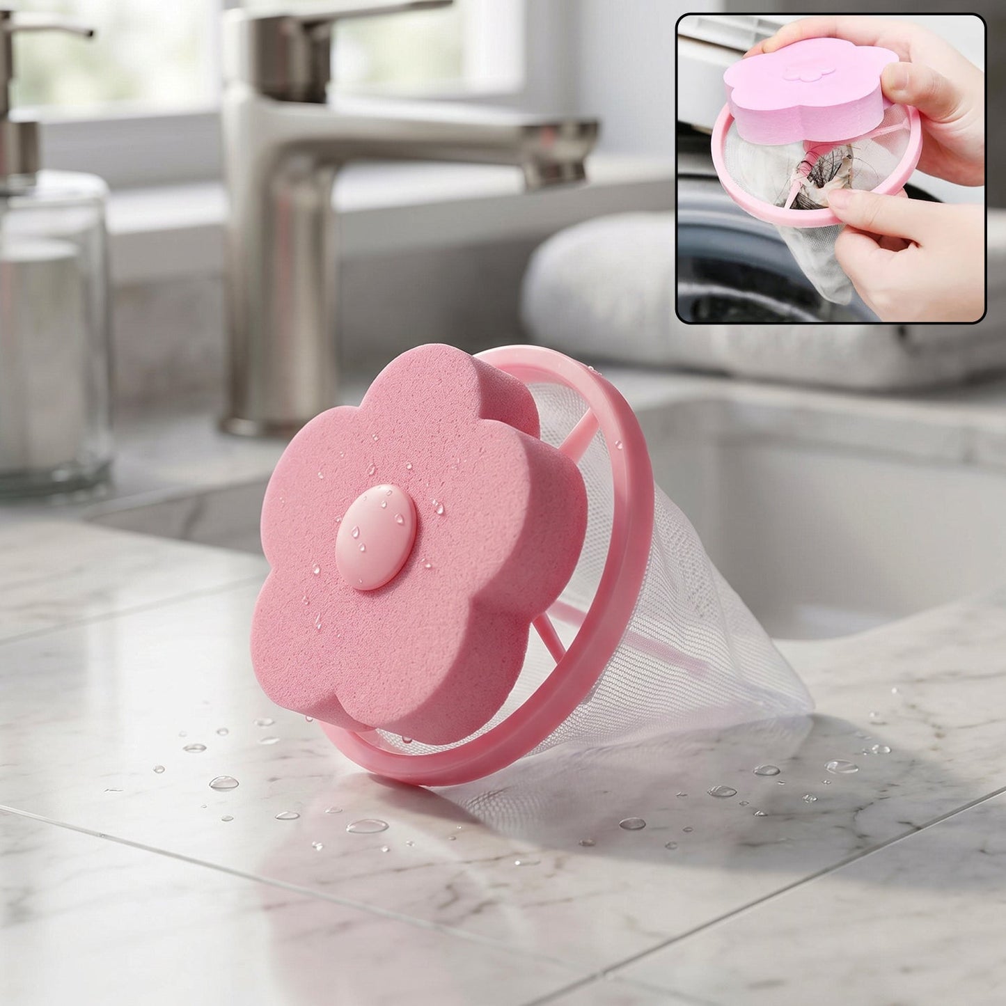 Flower Shape Reusable Laundry Lint Remover - 1 Pc