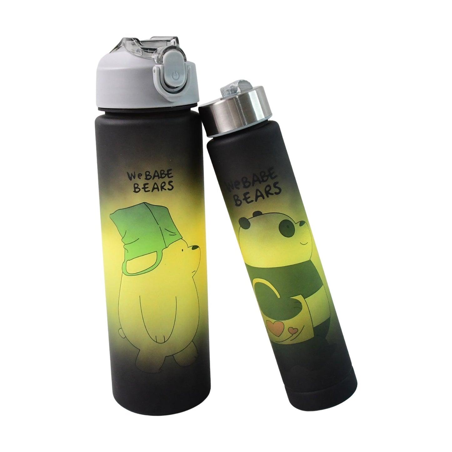 Cartoon Printed Water Bottles – 900 ml & 300 ml (2 Pc)