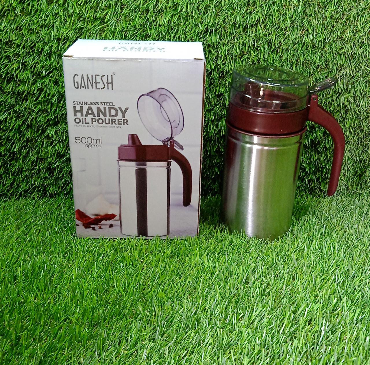 Oil Dispenser Stainless Steel with small nozzle 500ML Oil Container.