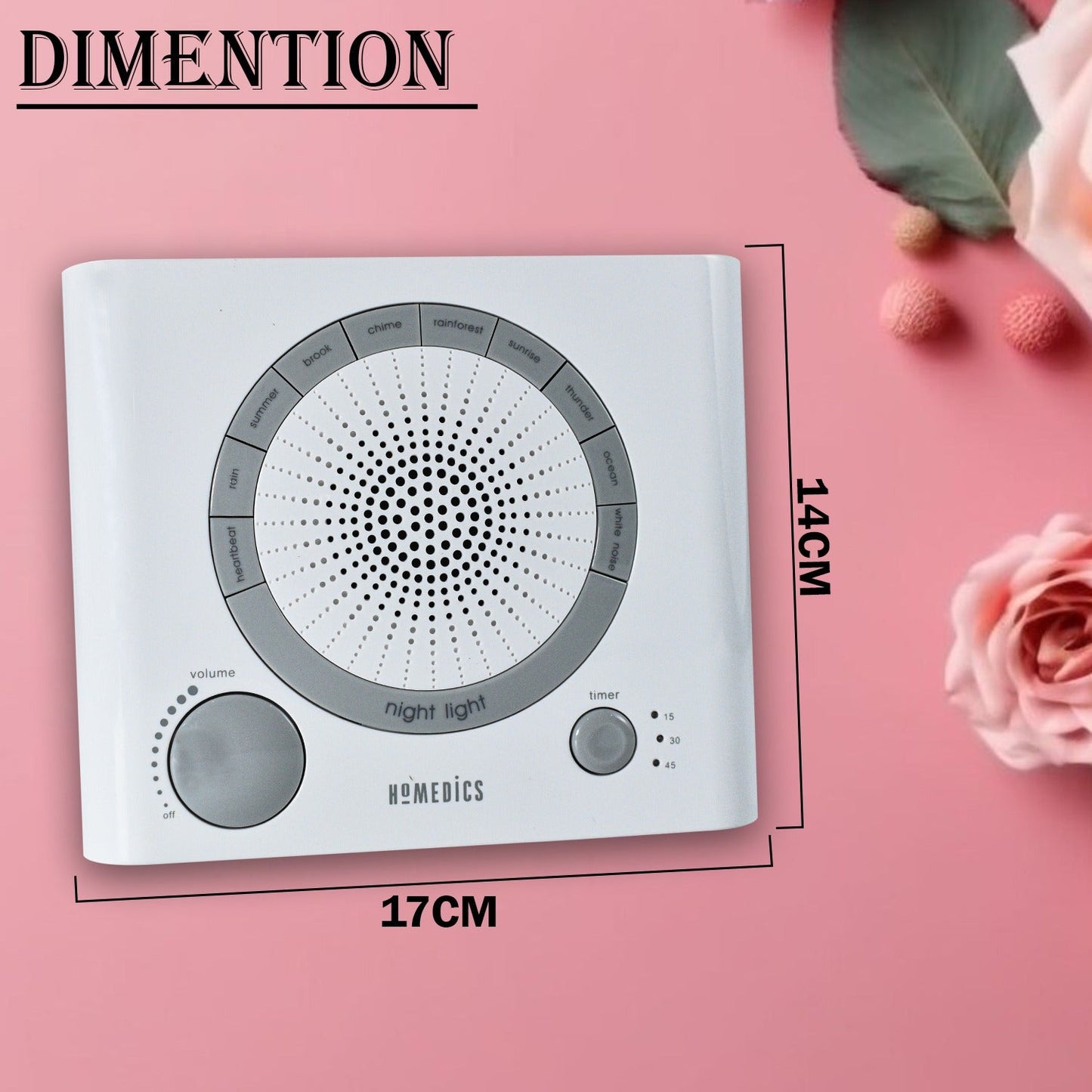 Sleep Therapy Sound Machine with 8 Soothing Sounds (Battery, Timer Option)