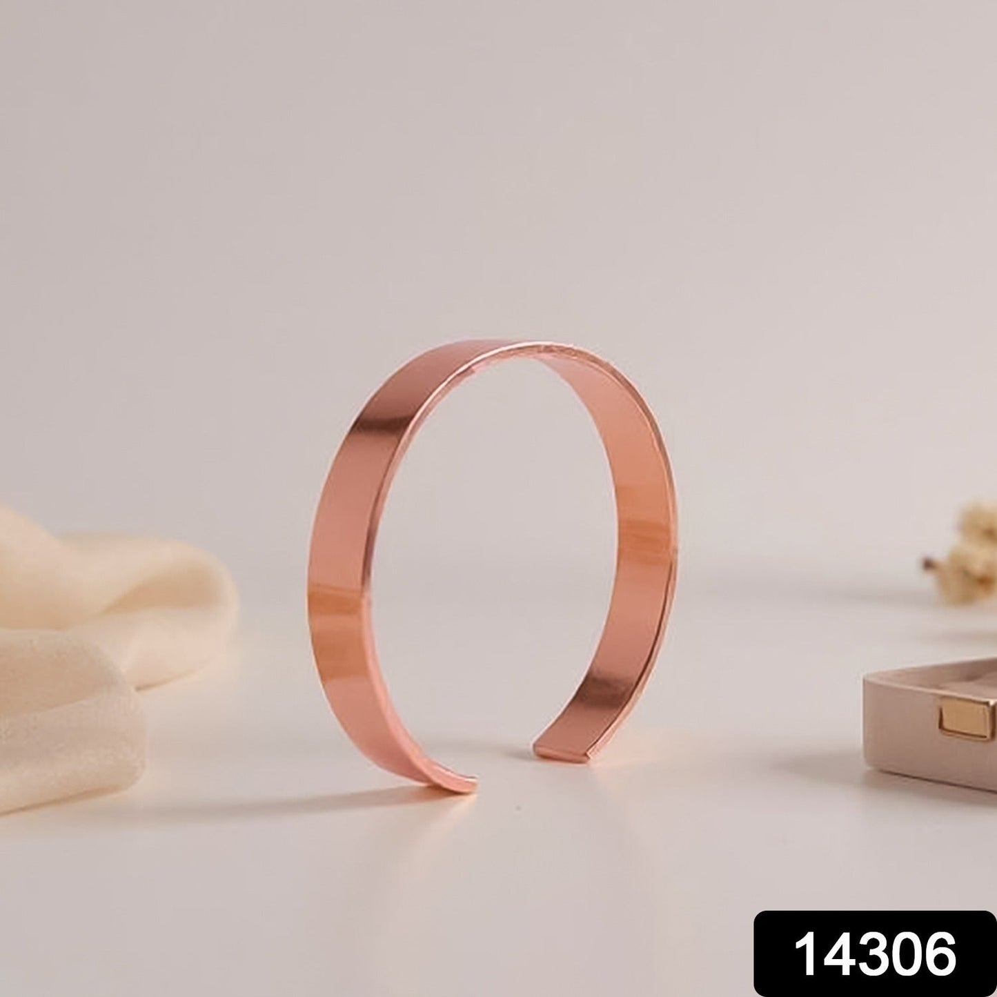 Elegant Rose Gold-Plated Open Cuff Bracelet Kada (1 Pc)