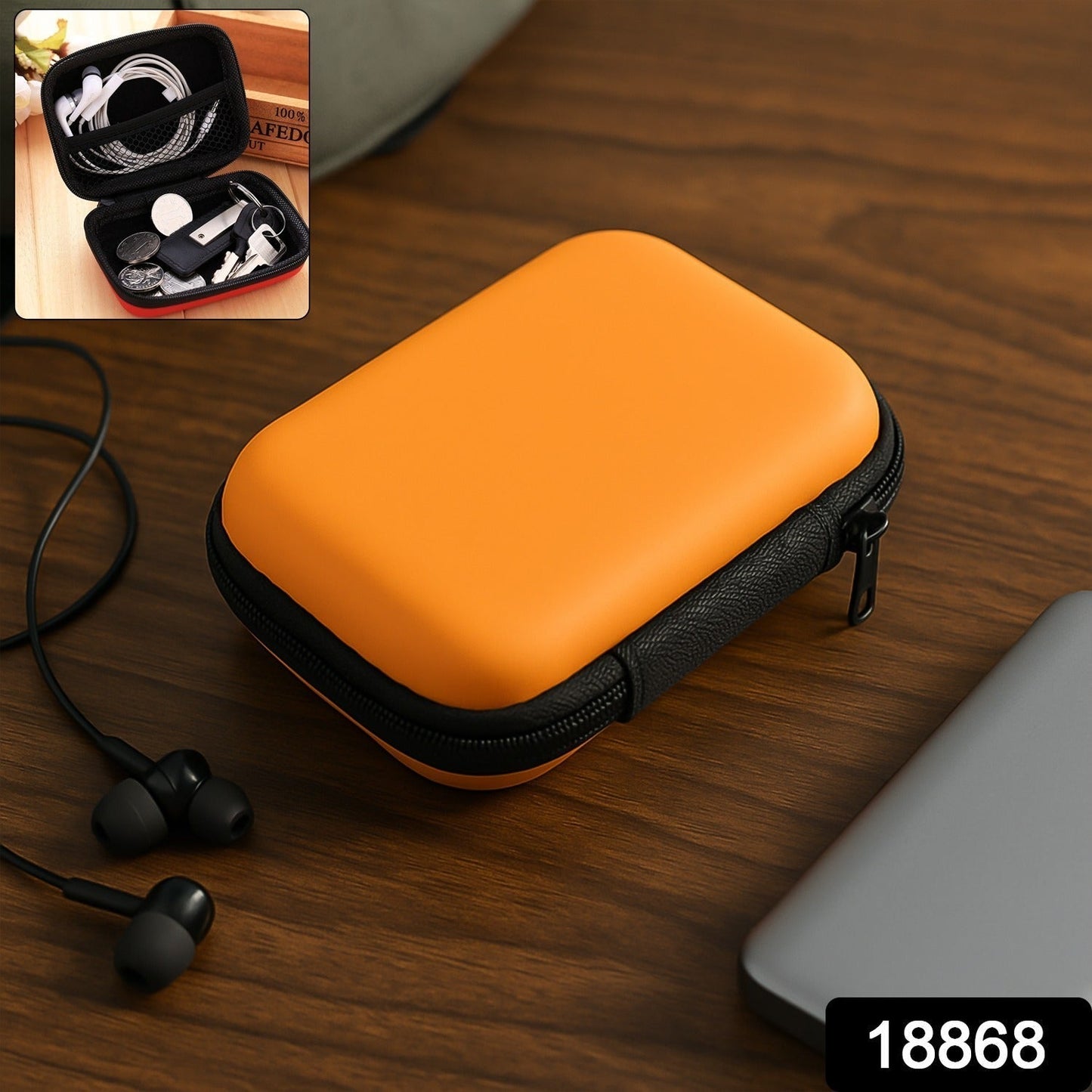 Premium Hard Shell Portable Storage Case with Zipper Closure (1 Pc)