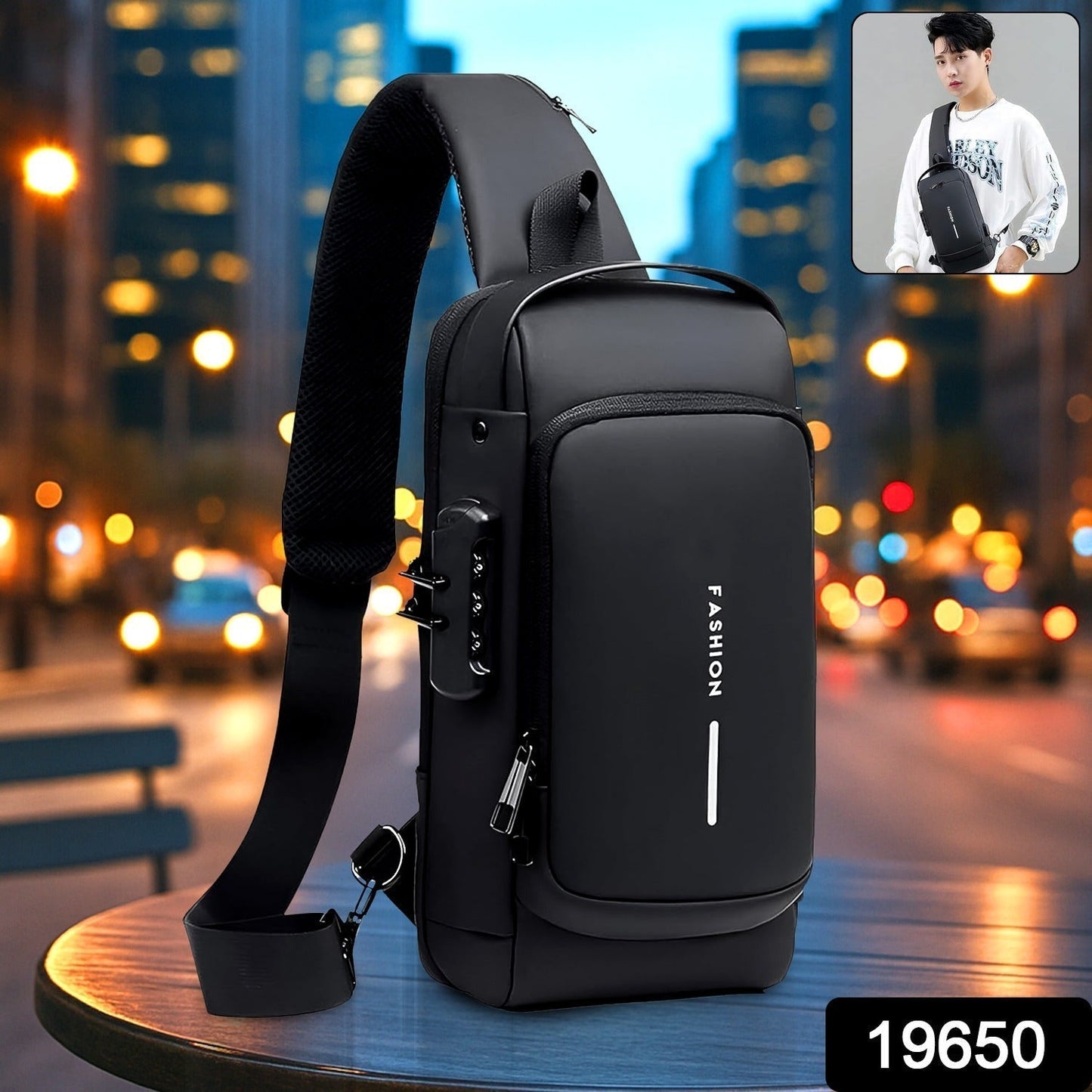 Trendy Anti-Theft Crossbody Sling Bag with USB Charging Port (1 Pc)