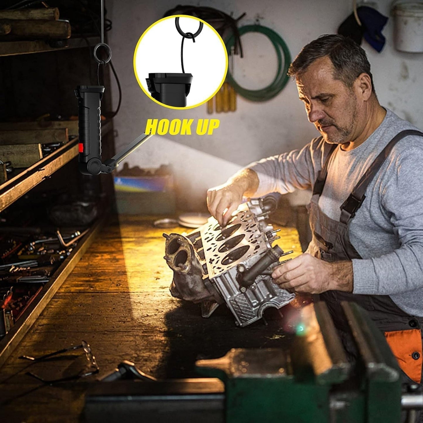 Compact Rechargeable Small LED Work Light with Adjustable Arm and Magnetic Base