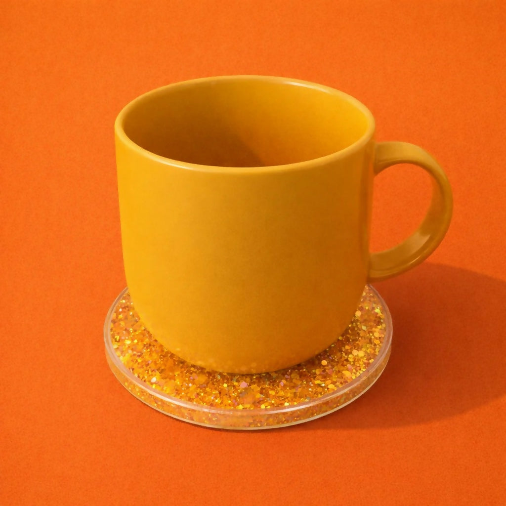 Golden Glitter Liquid Coaster Heat Resistant Cup Mat Decorative