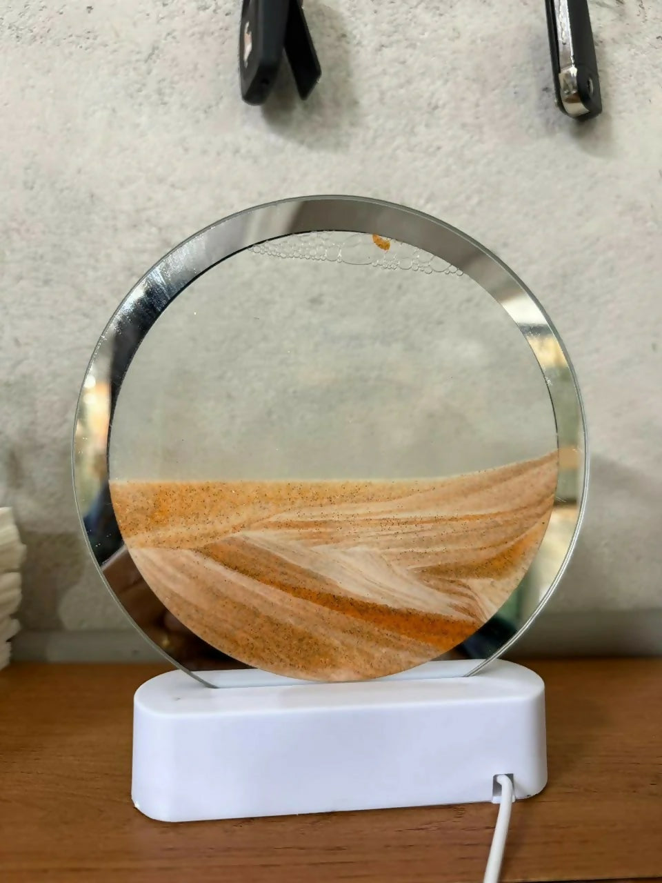 Orange Moving Sand Art LED Lamp Round Decorative Desk Night Light