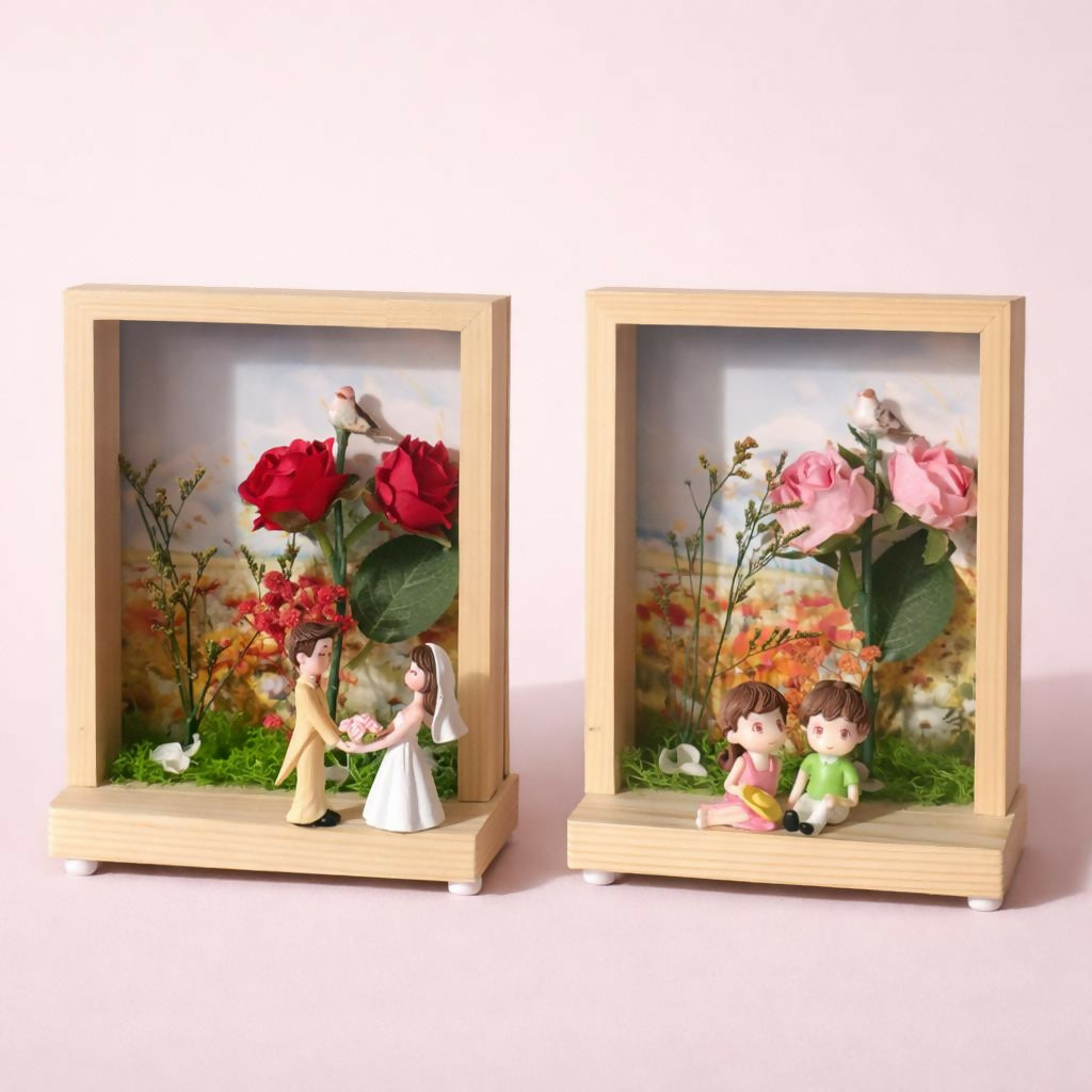 LED Couple Photo Frame Showpiece with Warm Lights | Romantic Table Decor (Design may vary)