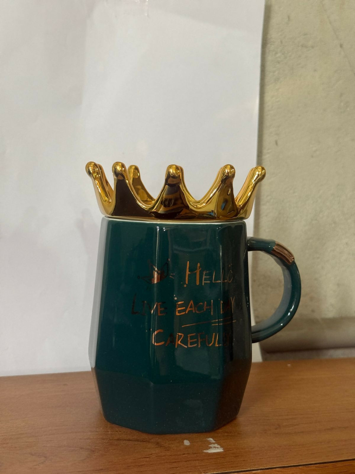Ceramic Crown Lid Coffee Mug Stylish Motivational Tea Cup