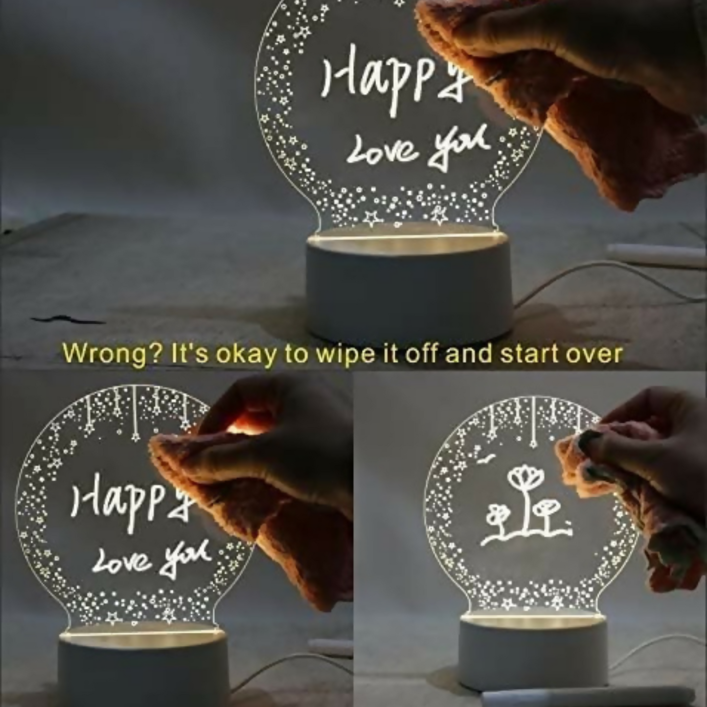 3D Creative Writeable LED Night Lamp