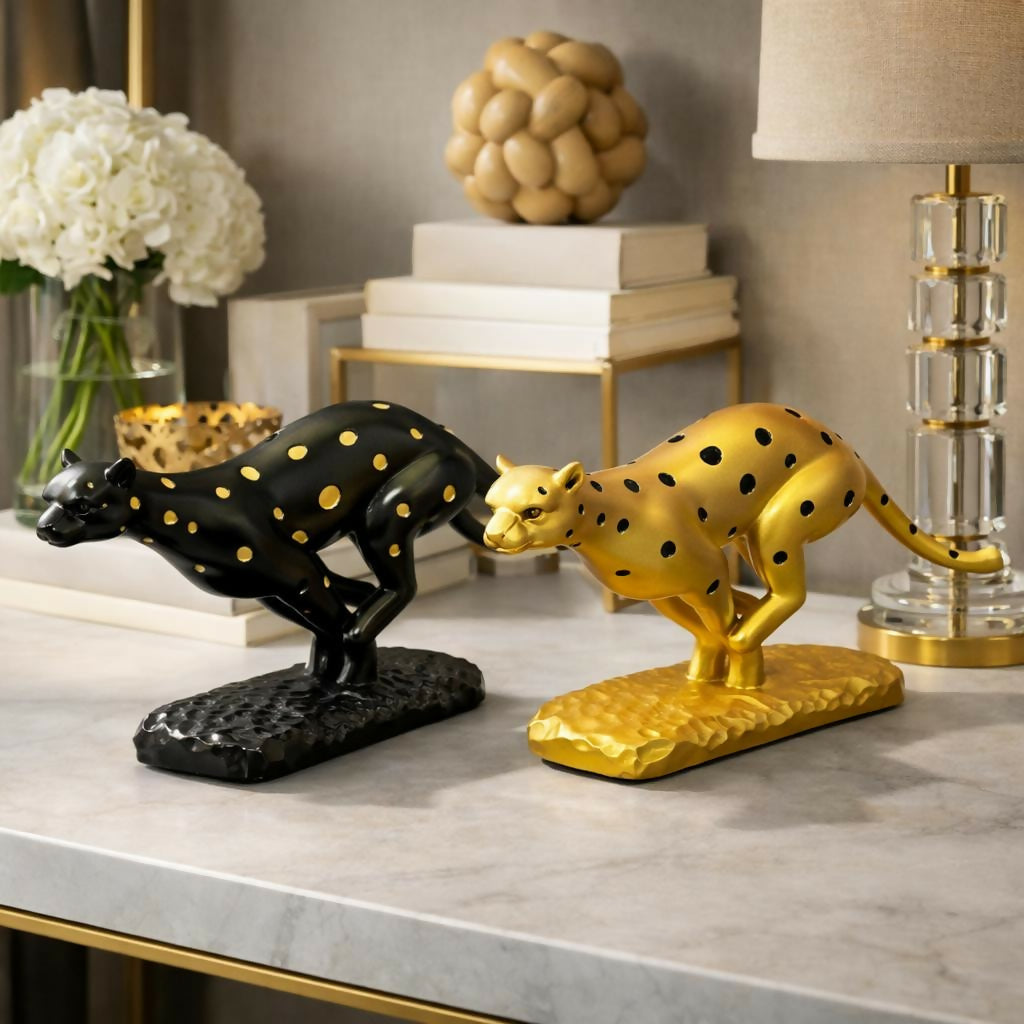 Running Leopard Showpiece Statue for Home Decor Tabletop
