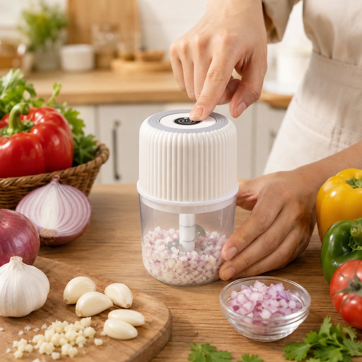 USB Rechargeable Mini Garlic Chopper Crusher (300 Ml)