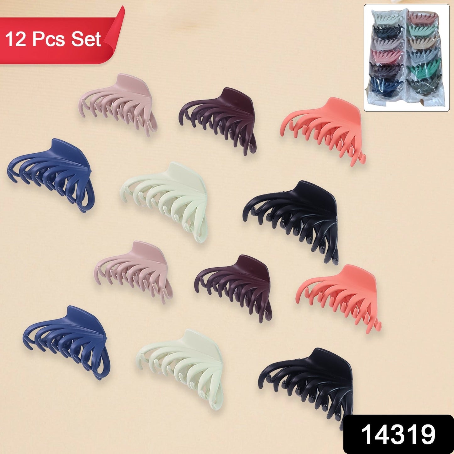 Hair Claw Clips Set for Women & Girls (Mix Design, Multicolor & 12 Pc)
