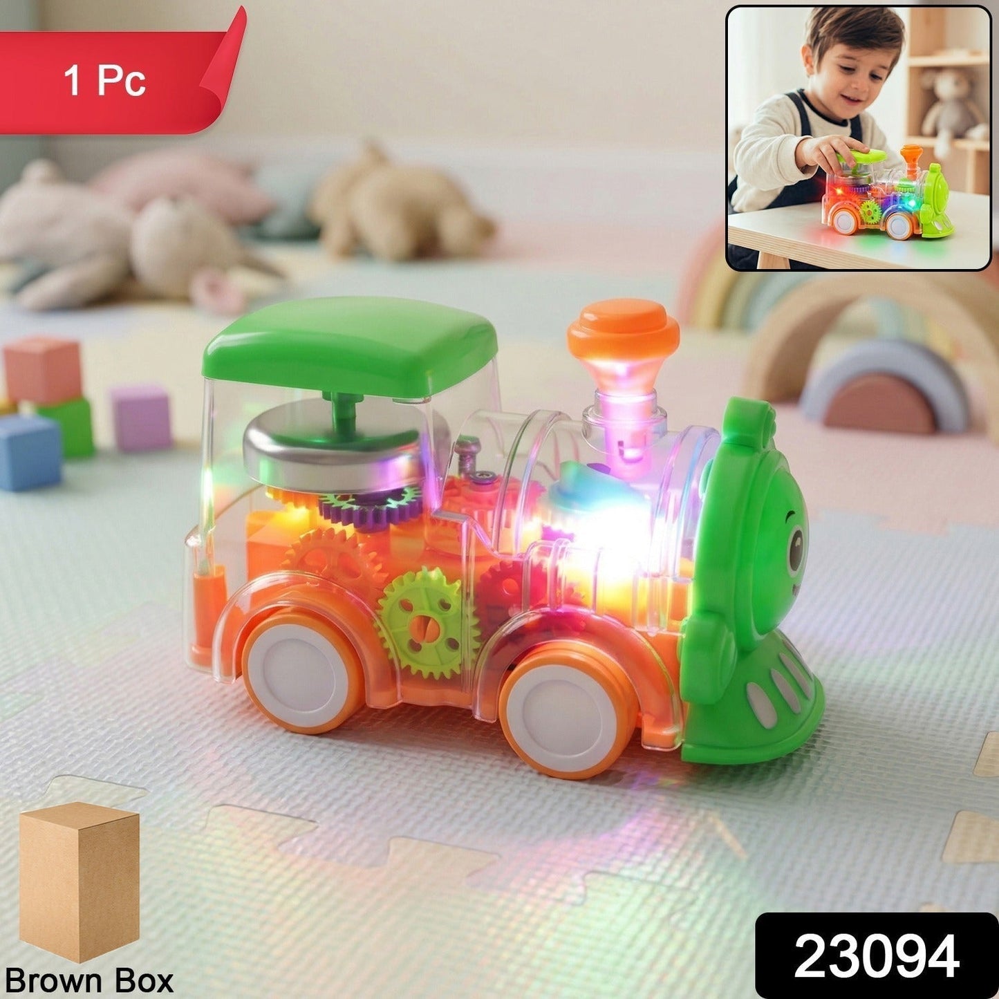 Kids Musical Light-Up Transparent Train Toy (1 Pc)