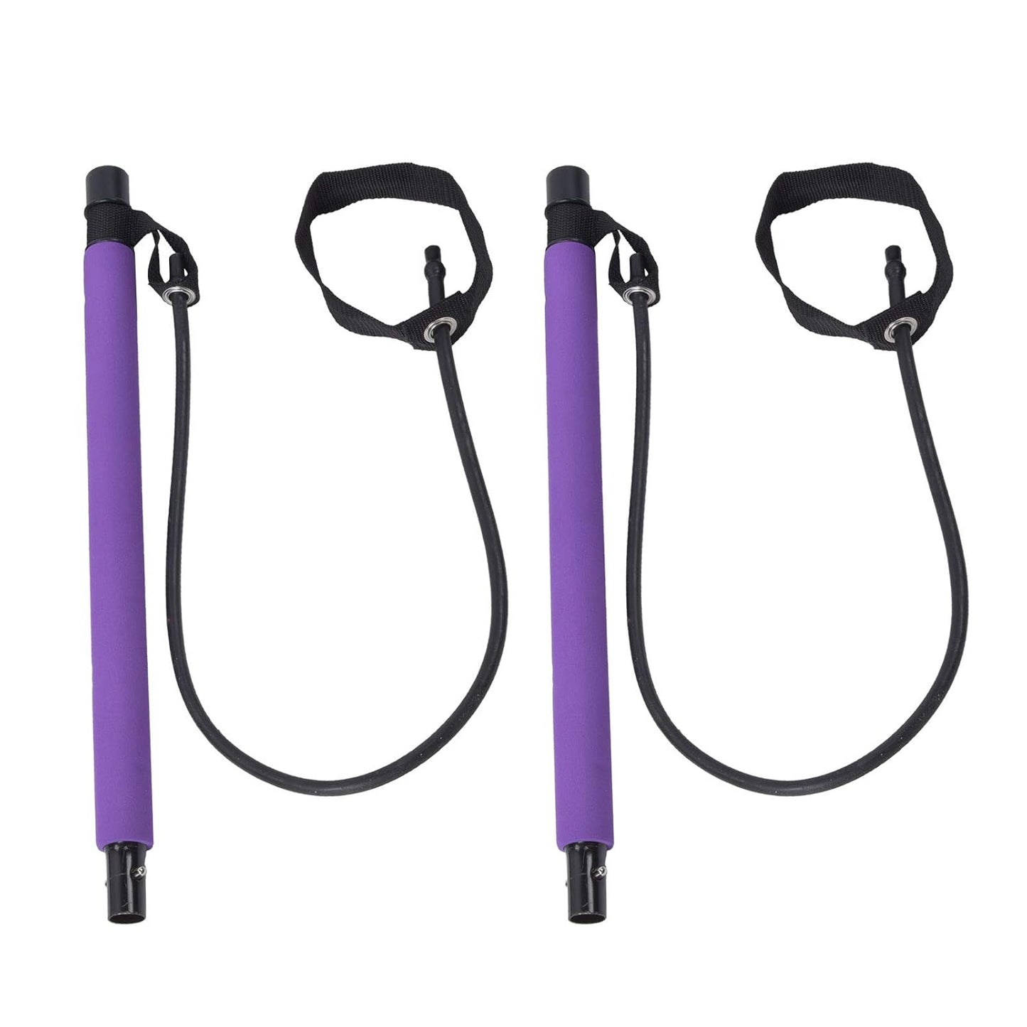 Fitness Exercise Tube Rod Gym Equipment Pilates Bar with Resistance Bands (2 Pc)