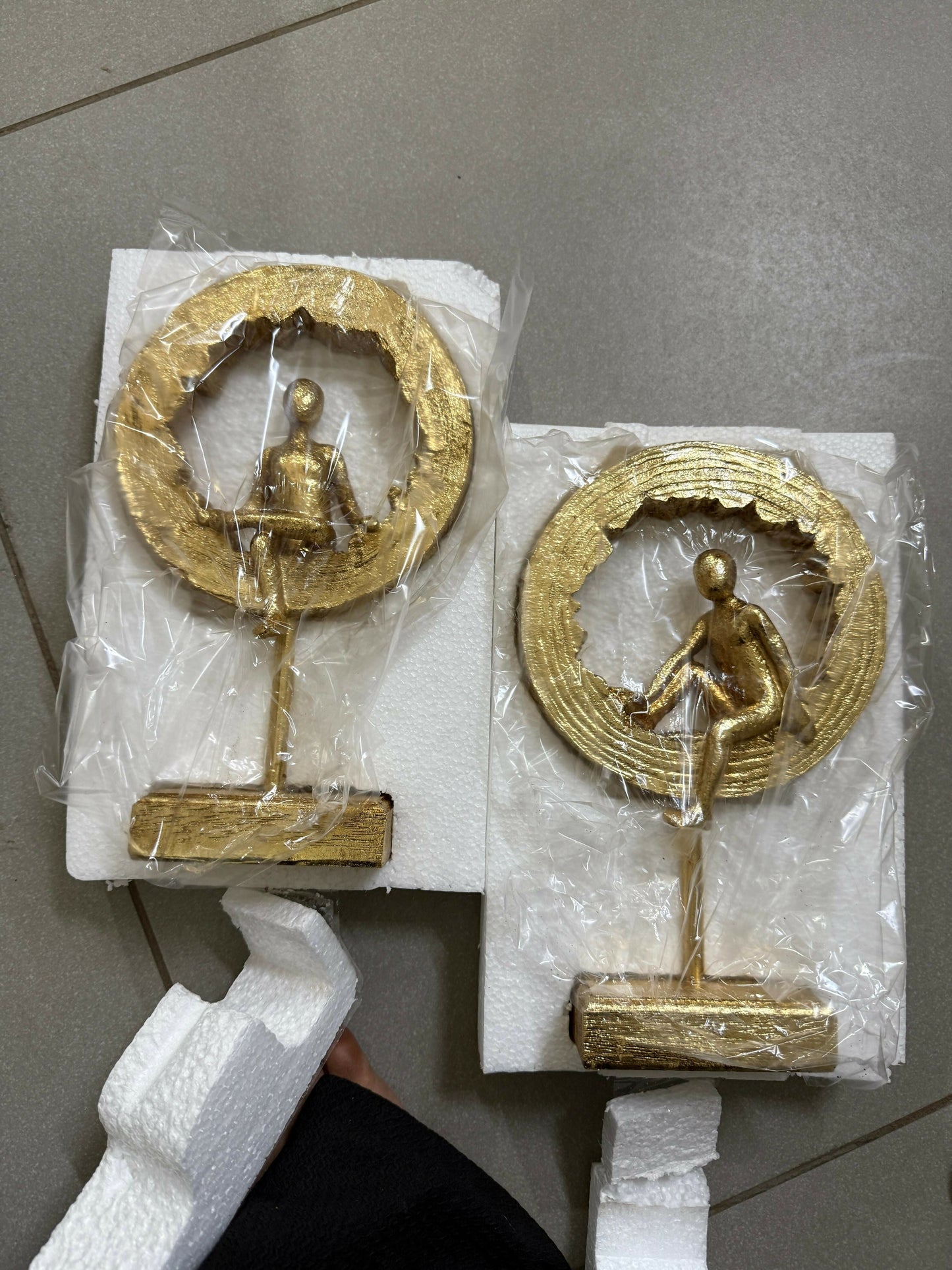 Golden Meditating Yoga Figurine Ring Sculpture for Home Decor (Any One)