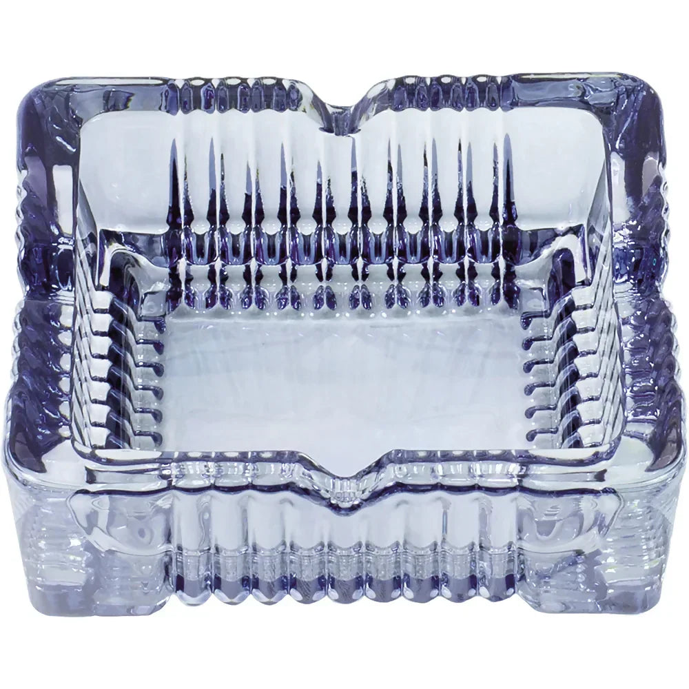 Premium Heavy Duty Crystal Glass Ashtray for Home, Office, or Outdoor Use – Classic Square Design with Deep Grooves and Elegant Cut Pattern – Ideal Gift for Smokers, Bars, and Lounge Decor
