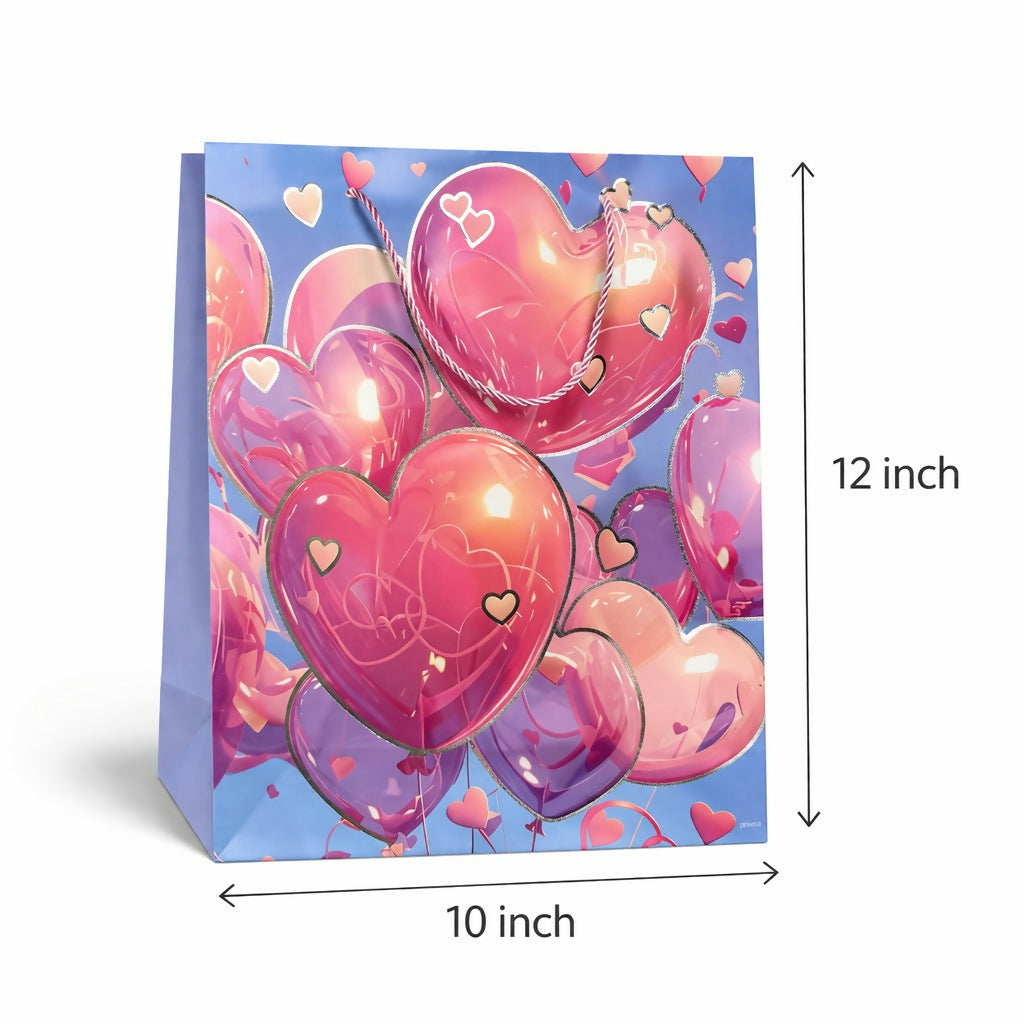 Heart Balloon Print Gift Paper Bag with Handle 1 Piece