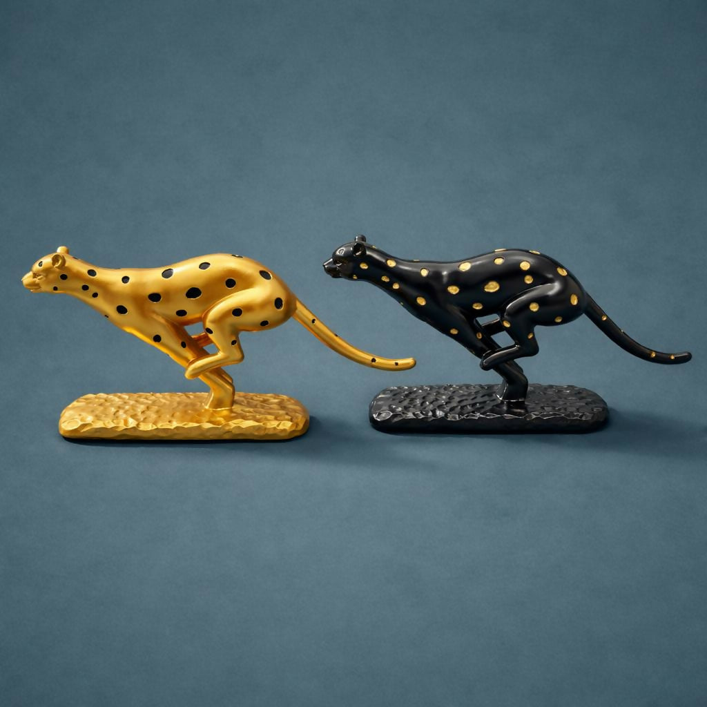 Running Leopard Showpiece Statue for Home Decor Tabletop