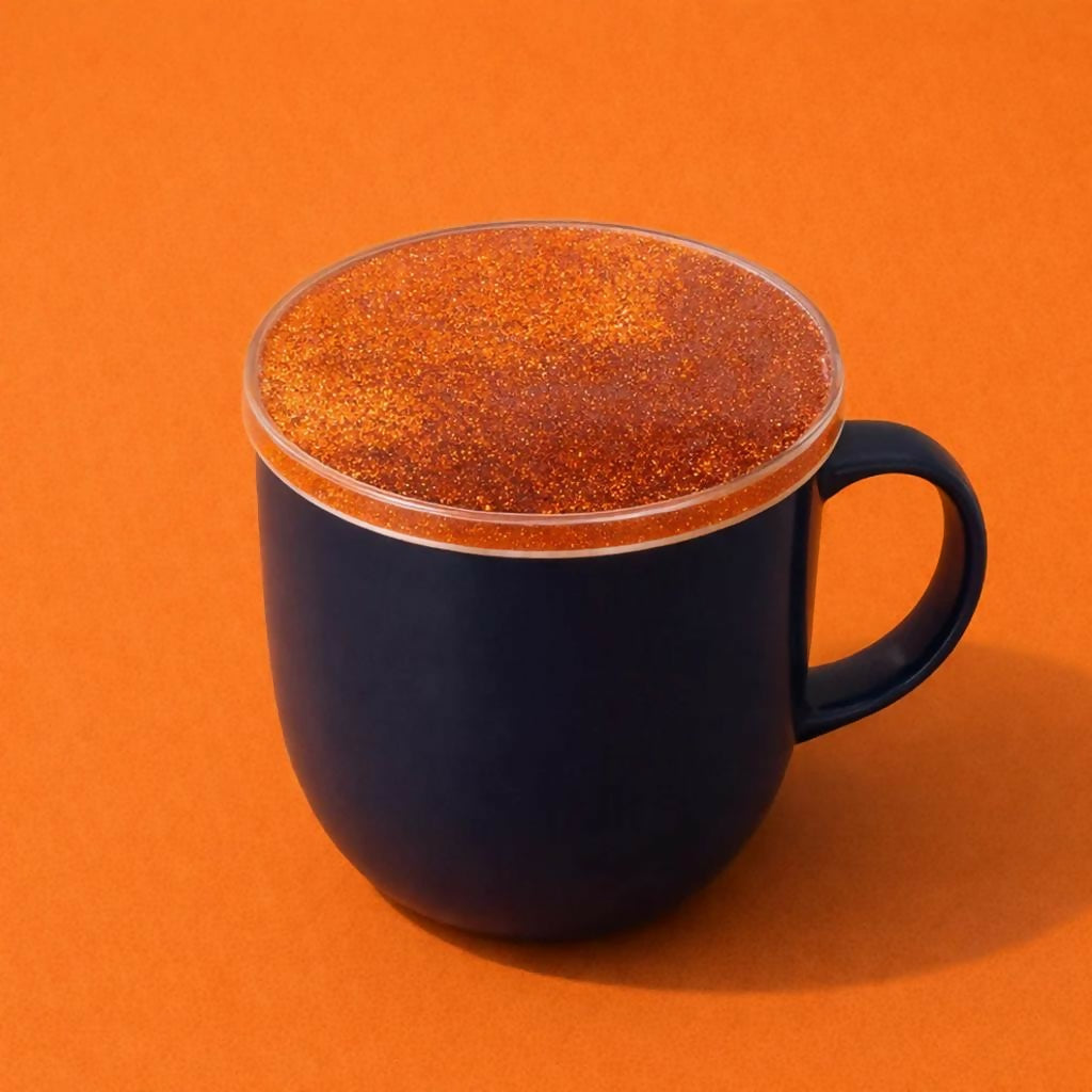 Orange Glitter Resin Cup Lid and Coaster Set for Mug Cover