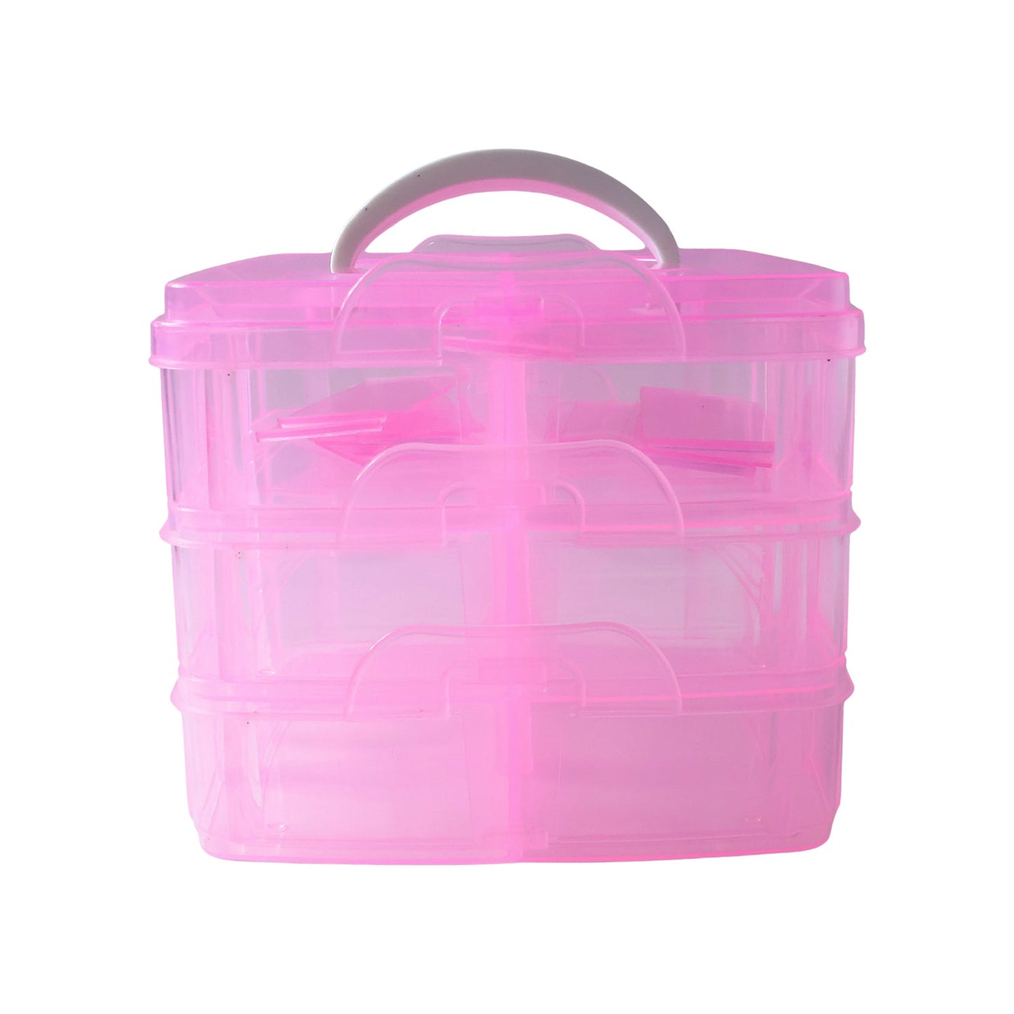 3-Tier 18 Sections Transparent Stackable Adjustable Compartment Slot Plastic Craft Storage Box