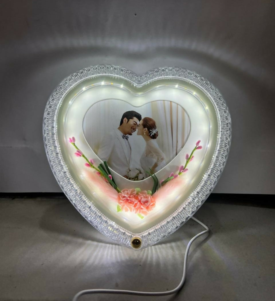 Heart Shape LED Photo Frame Lamp for Romantic Bedroom Decor with Photo Insert