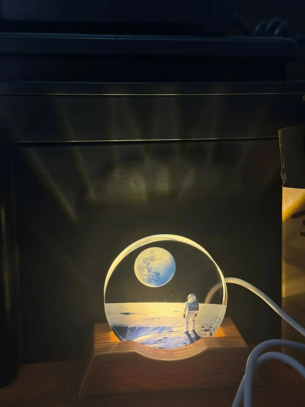 LED Acrylic Lamp with Wooden Base Night Light