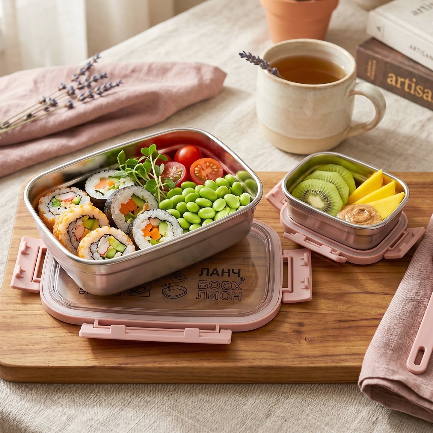 Ganesh Alpha Junior Stainless Steel Lunch Box Set 650 ML + 140 ML Approx