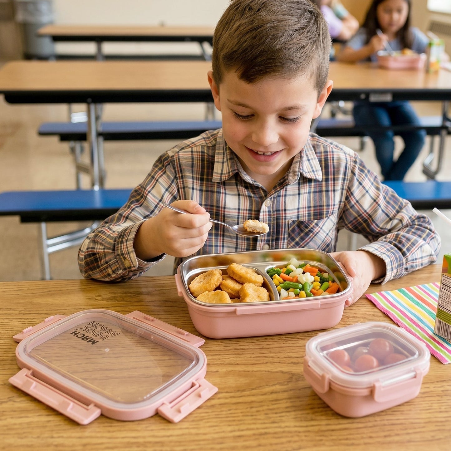 Ganesh Alpha Junior Stainless Steel Lunch Box Set 650 ML + 140 ML Approx