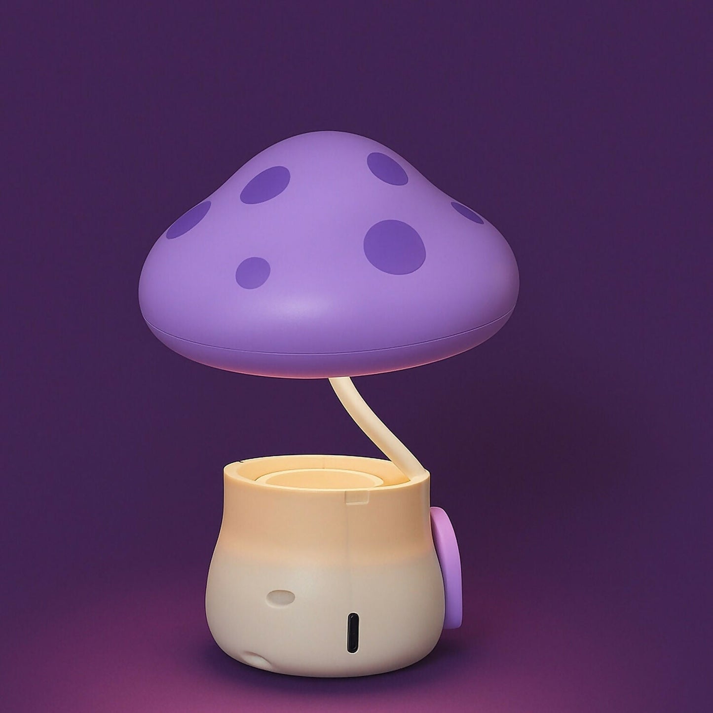 Purple Mushroom LED Study Lamp with Pencil Sharpener & USB Charging