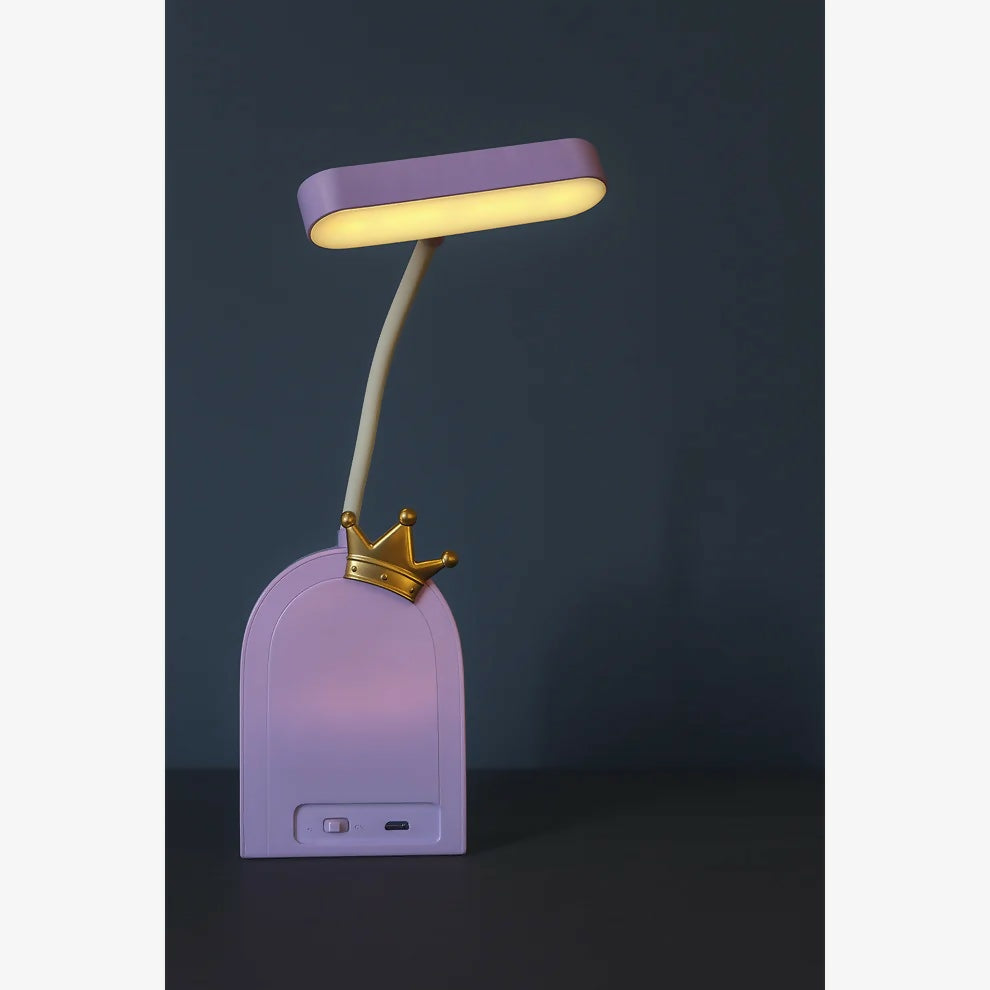 Cute Crown LED Desk Lamp with Soft Light & Flexible Neck