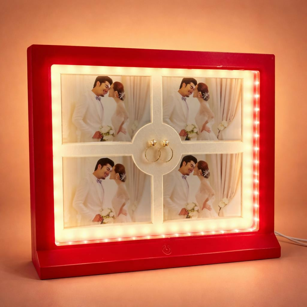 LED Photo Frame Collage 4 Photo Display Decorative Gift Frame