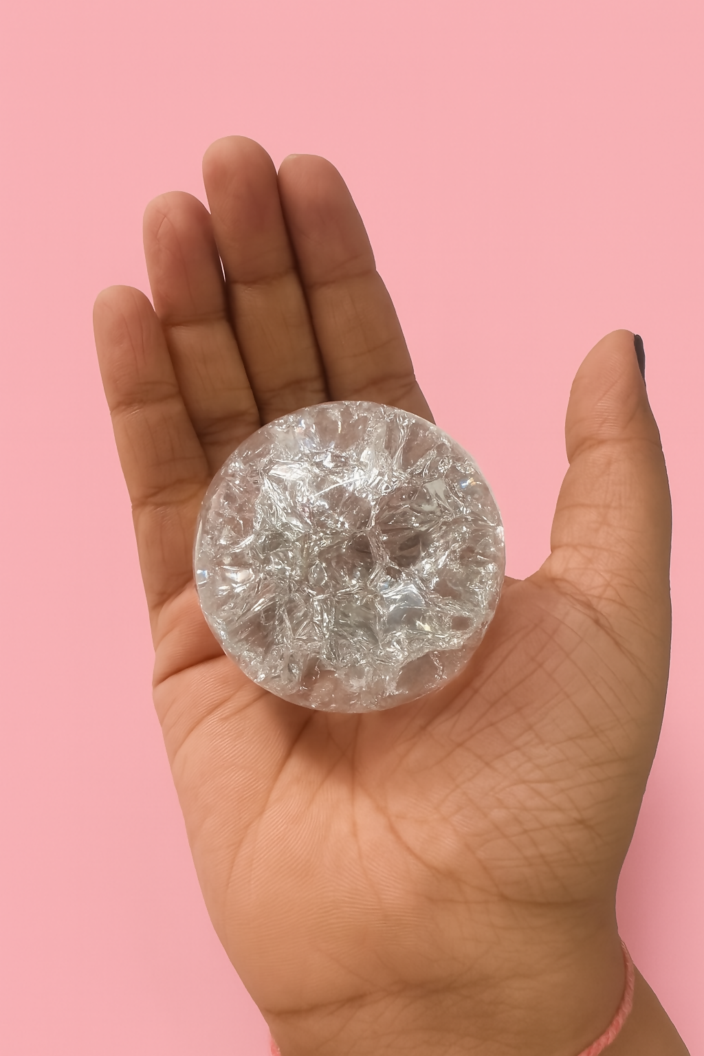 Clear Crackle Crystal Glass Ball for Home Decor Orb Showpiece for Tabletop or Office