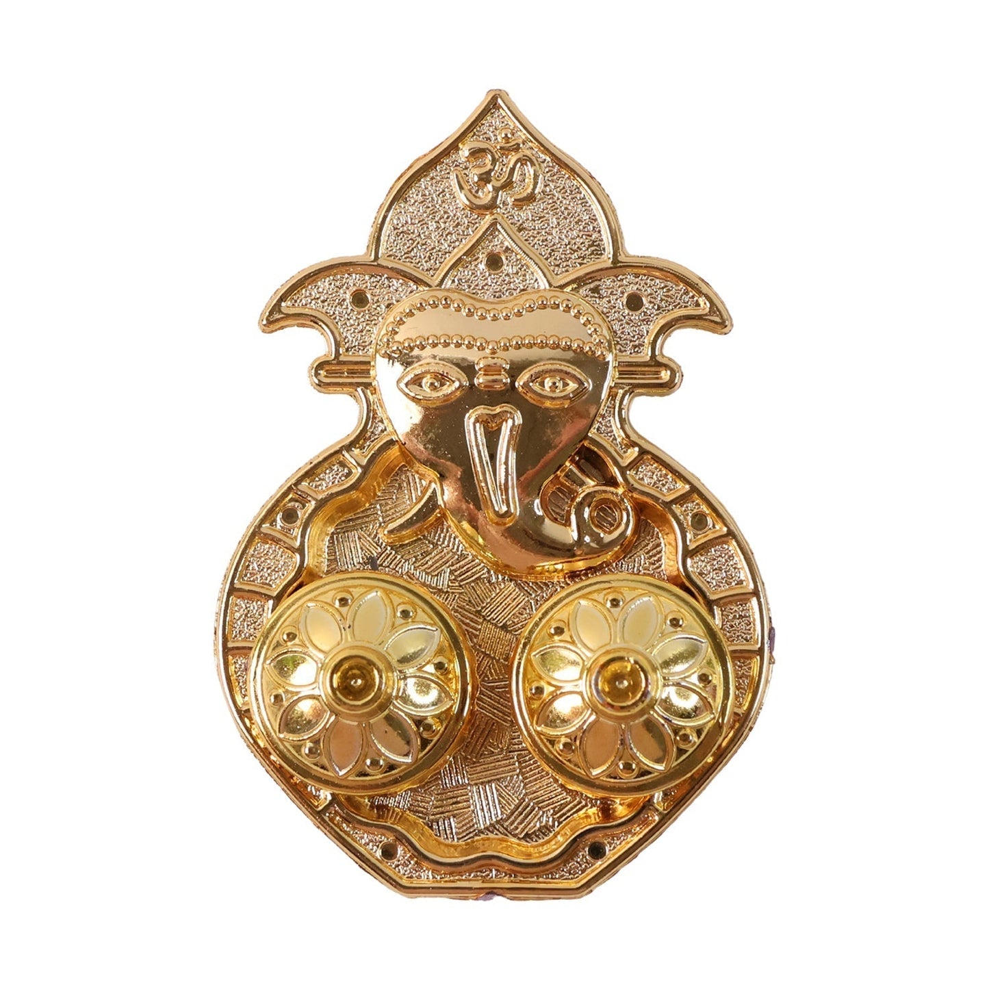 Traditional Golden Lord Ganesha Kumkum Dish (1 Pc)