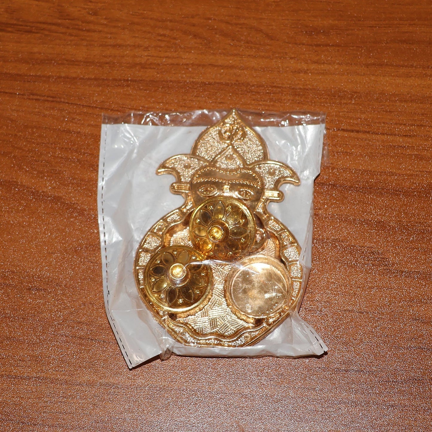 Traditional Golden Lord Ganesha Kumkum Dish (1 Pc)