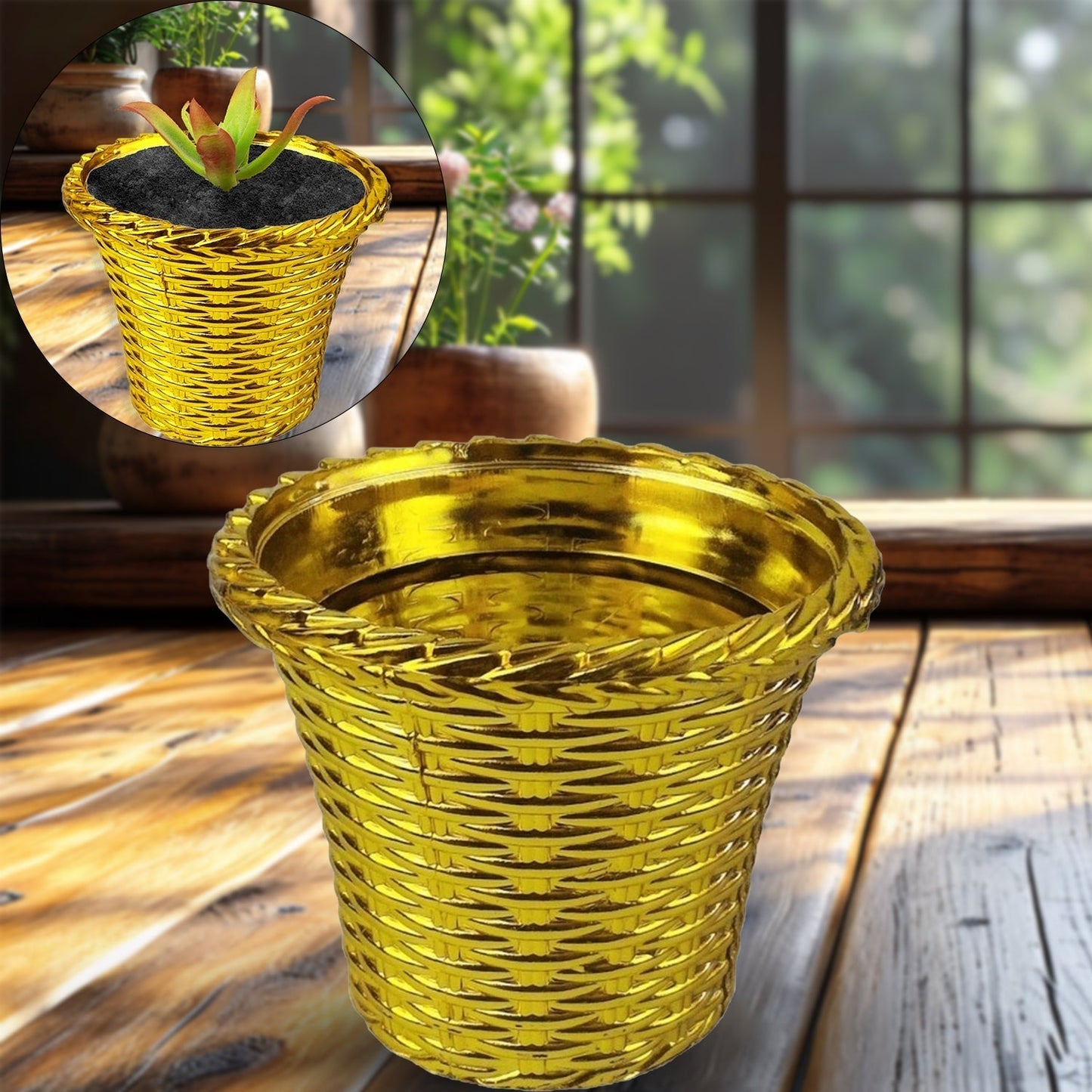 Plastic Flower Valencia (Pot) Home and Outdoor (1 Pc)