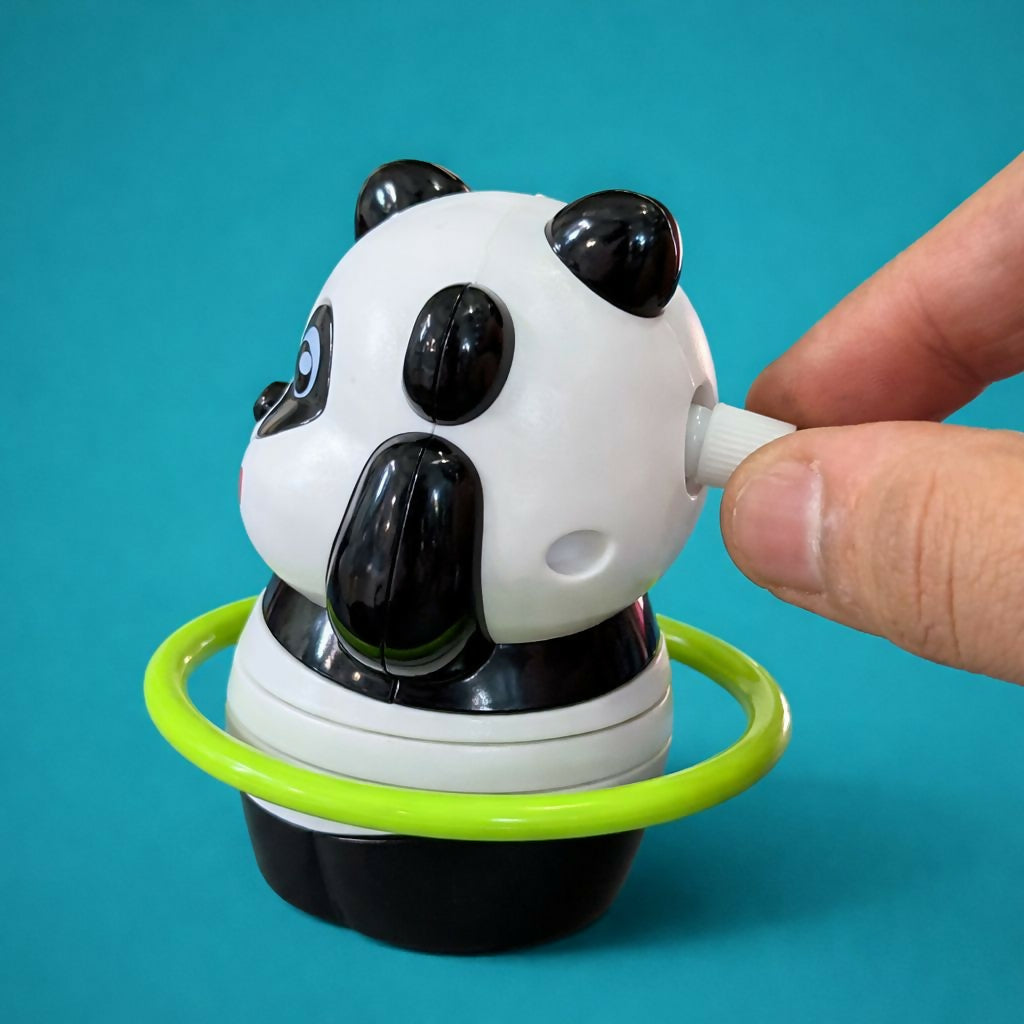 Wind-Up Rotating Panda Toy with Spinning Ring for Kids