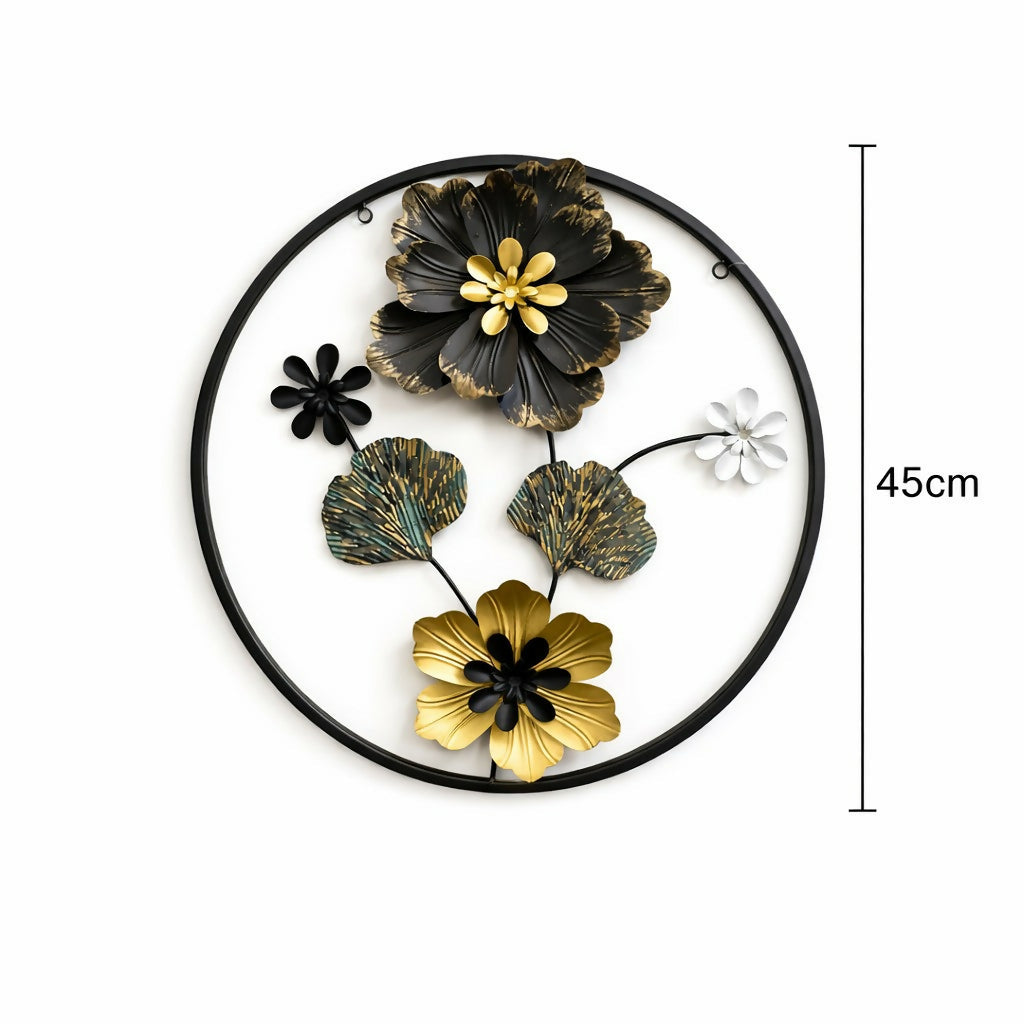 Metal Floral Round Wall Art Decor Decorative Flower Wall Hanging