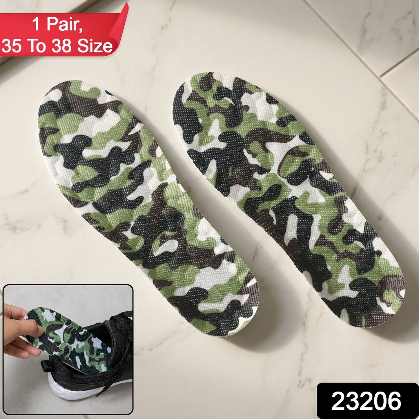 Camouflage Comfort Shoe Insoles Soft Cushion (1 Pair, 35 To 38 Size)