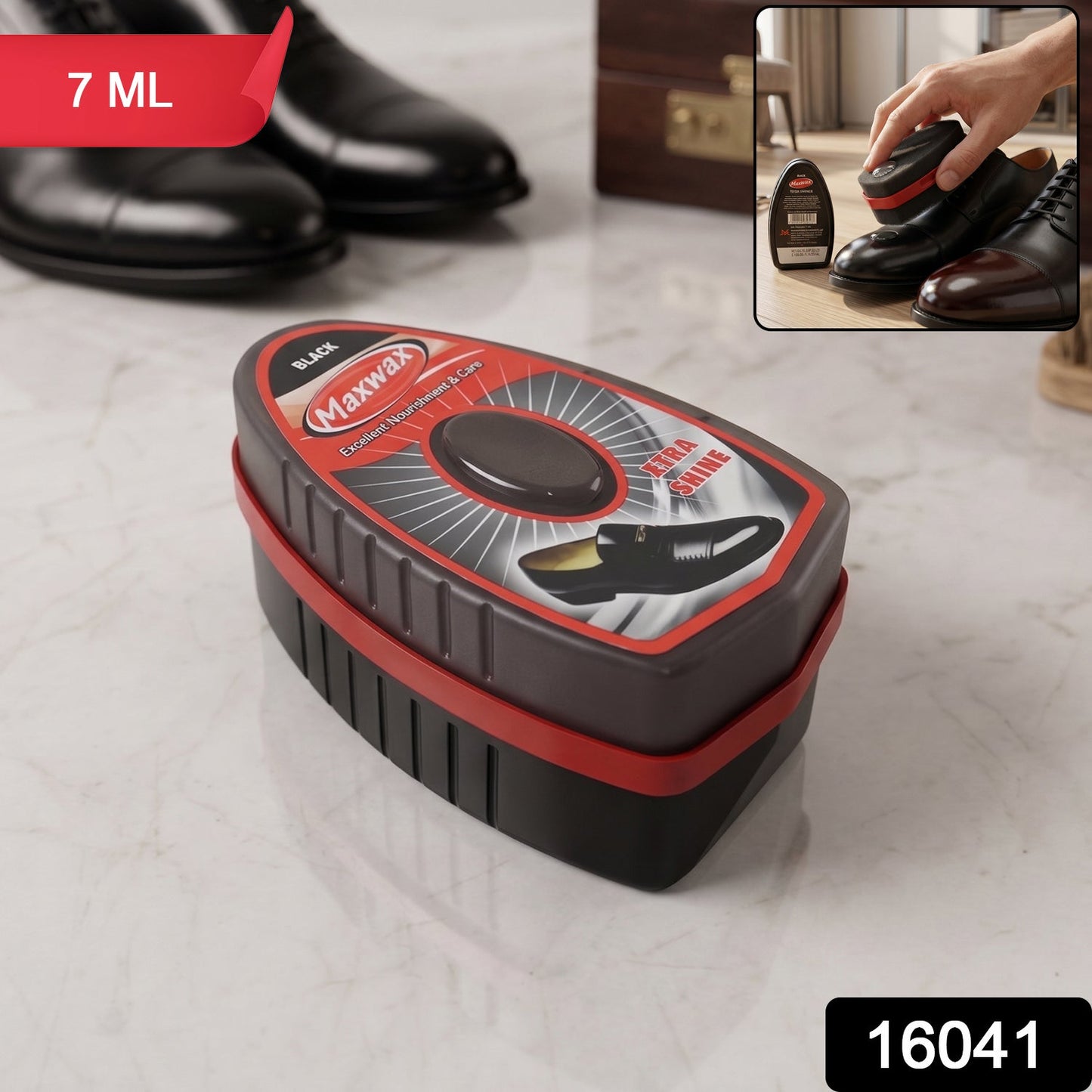 Maxwax Black Instant Shoe Shiner (1 Pc, 7 ML)