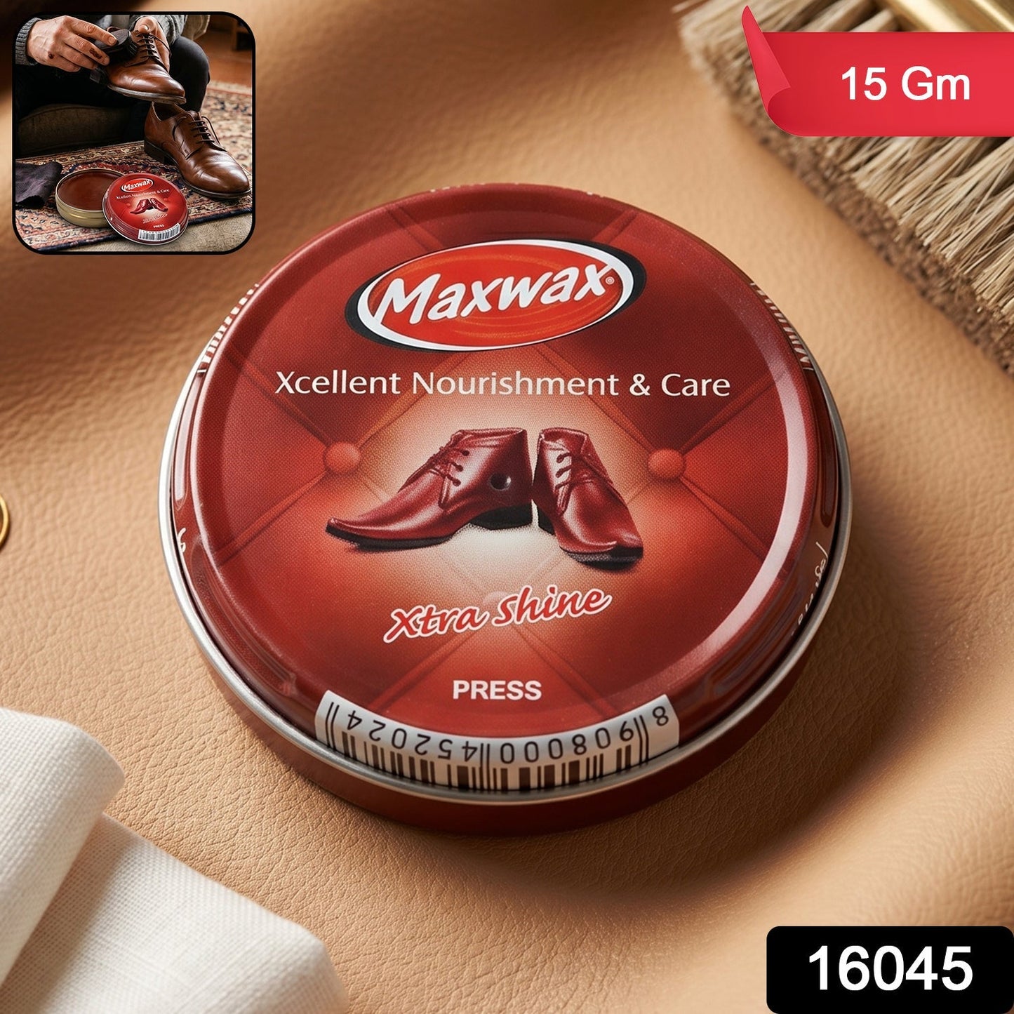 Maxwax Brown Shoe Polish Cream (1 Pc, 15 Gm)
