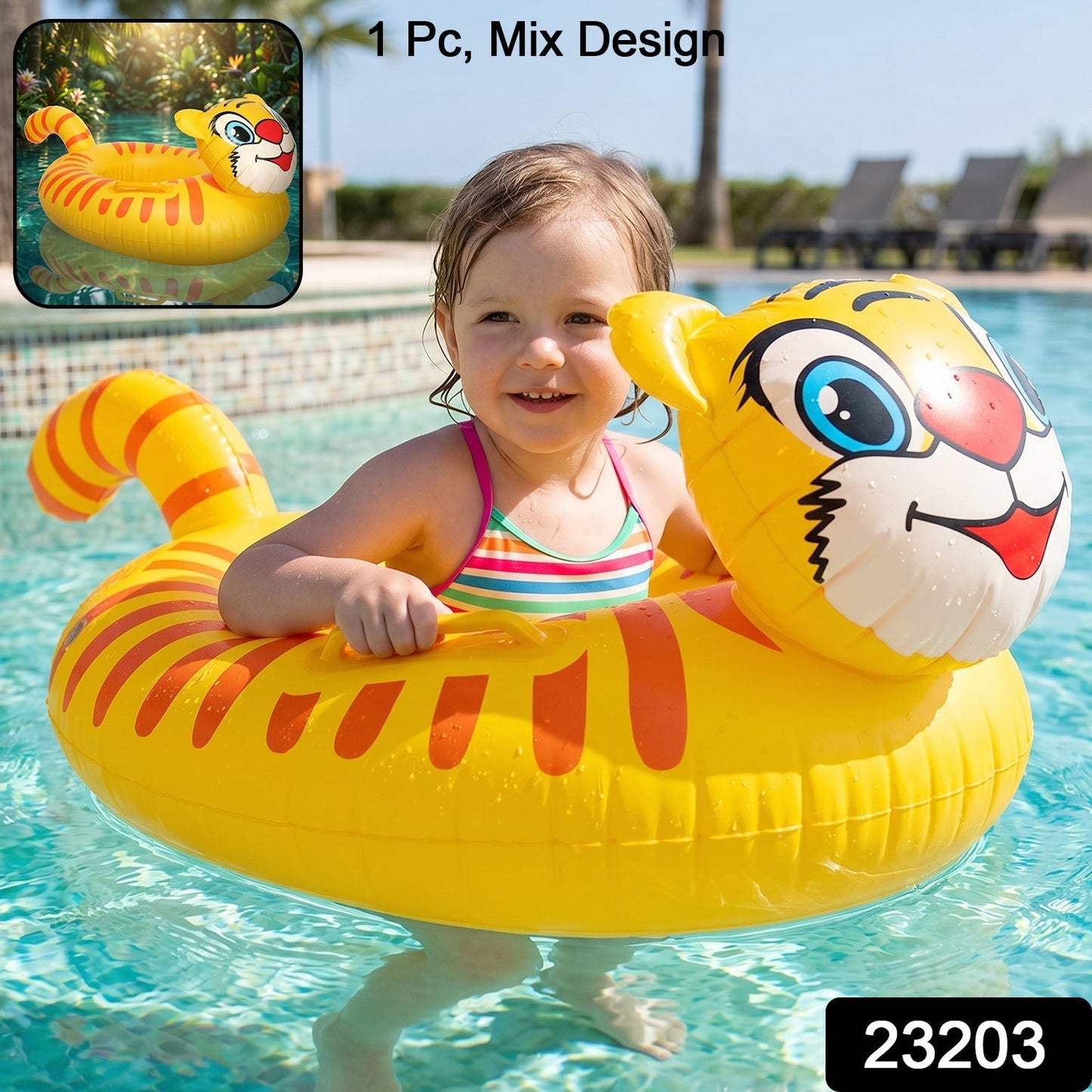 Inflatable Kids Swimming Ring Cartoon Animal Shape Swim Tube (1 Pc, Mix Design)