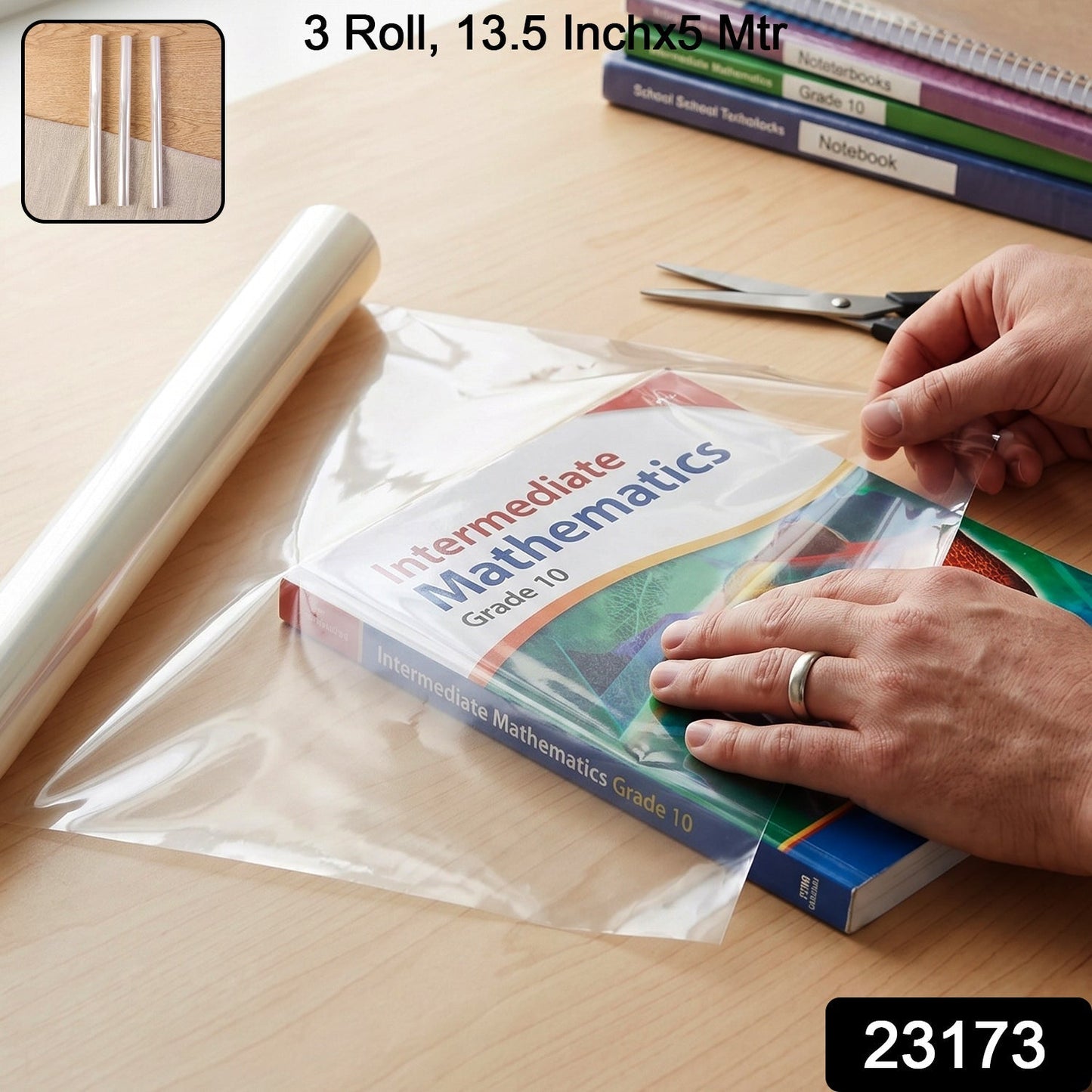 Oddy Clear Book Cover Roll (13.5 Inch x 5 Meter 3 Roll Set)