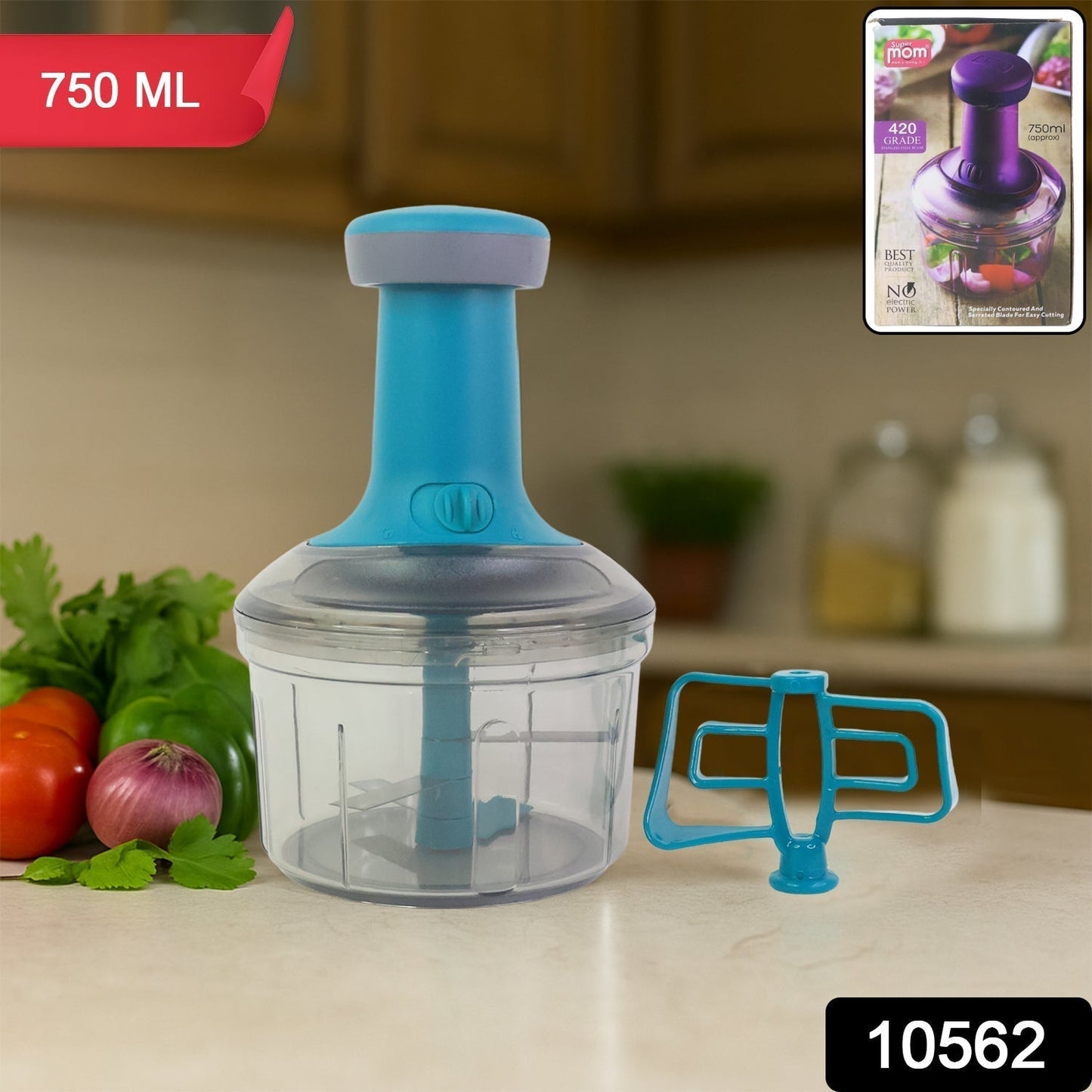 Supermom Premium Manual Push Chopper and Vegetable Cutter (750ml / 1 Pc)