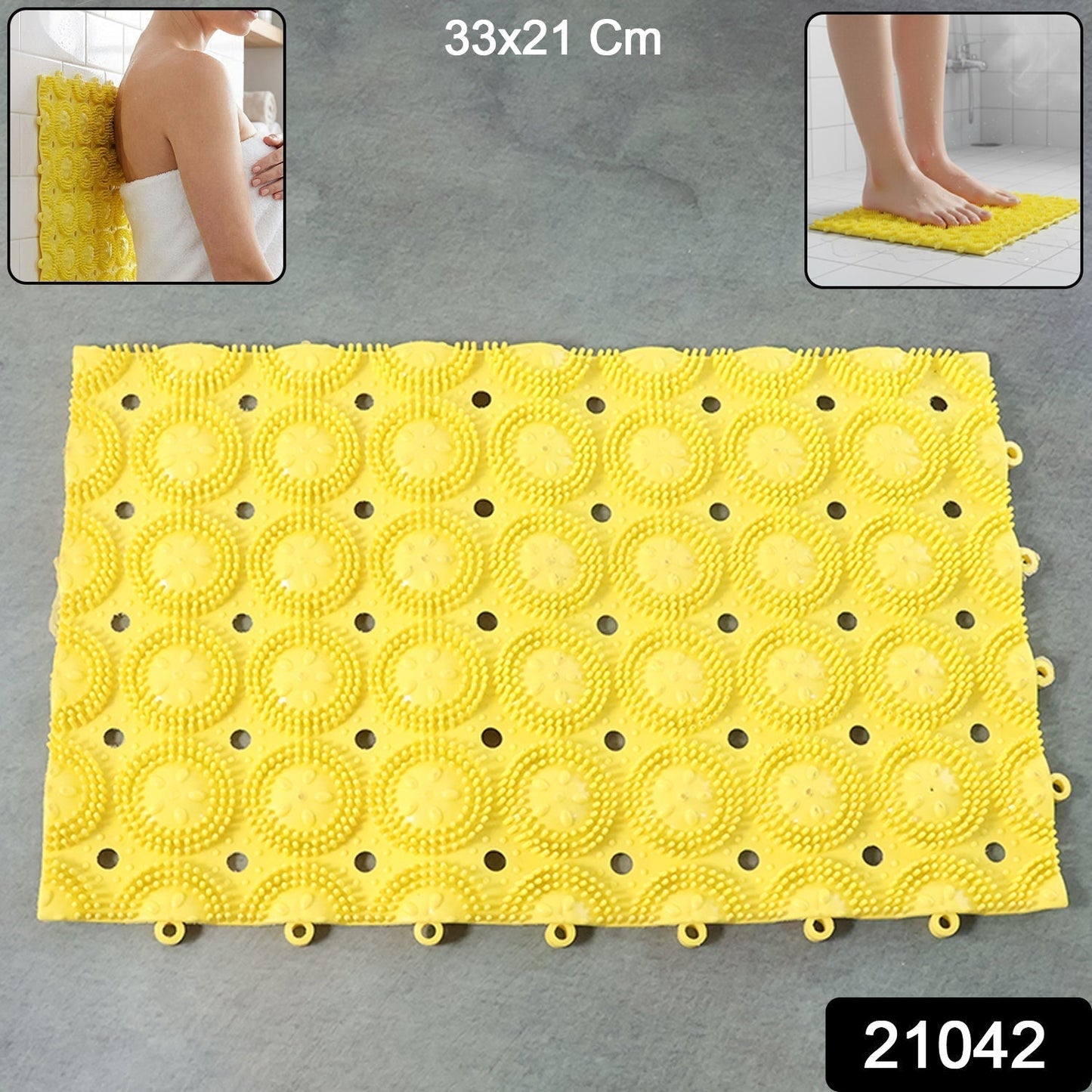 Multipurpose Anti-Slip Bathroom Massage Mat with Suction Cups (33 × 21 cm)