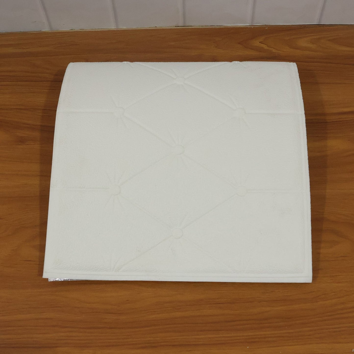 Self Adhesive 3D Foam Wall Panel Cushion Wallpaper (1 Pc, White, 69x35 Cm)