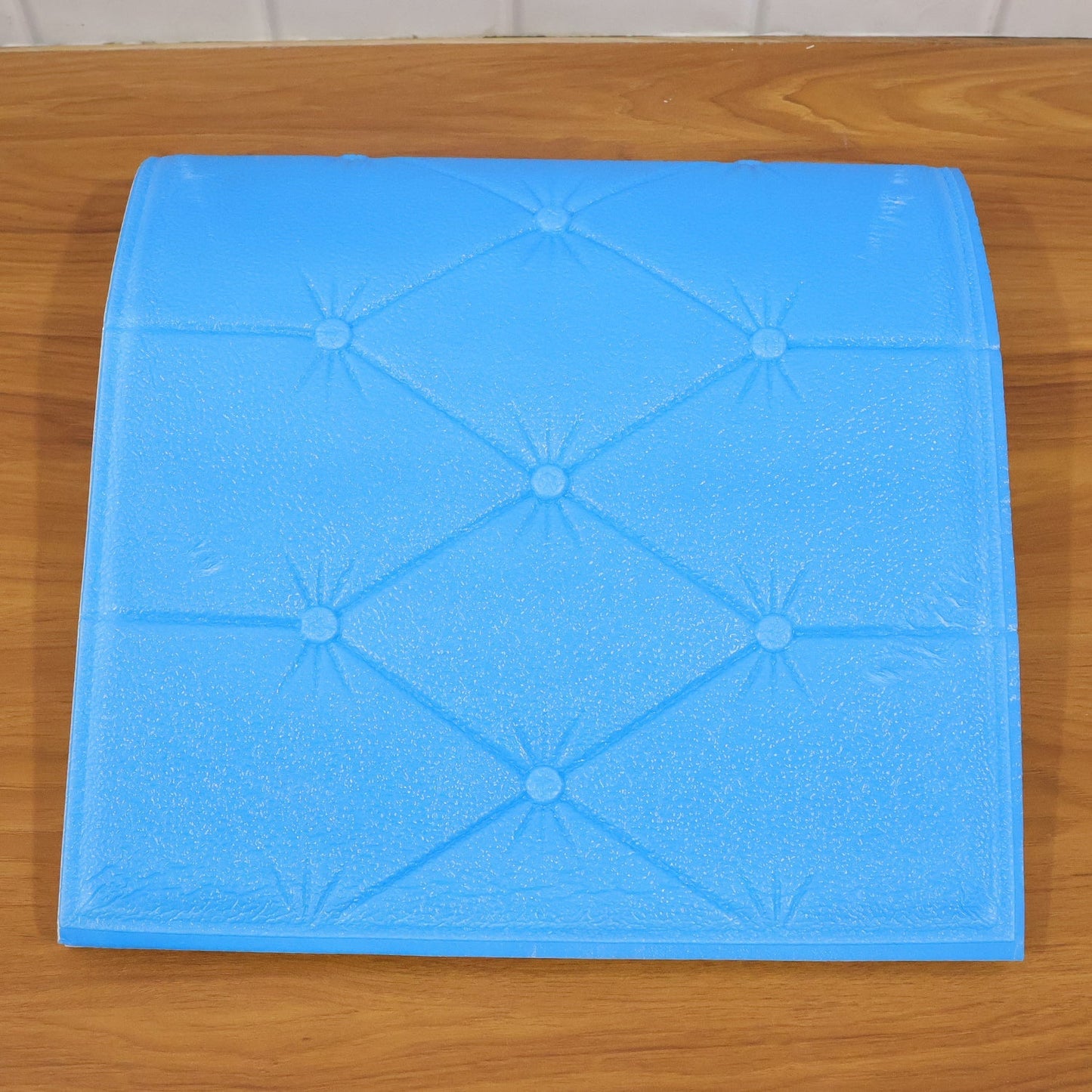 Self Adhesive 3D Foam Wall Panel Cushion Wallpaper (1 Pc, Blue, 69x35 Cm)