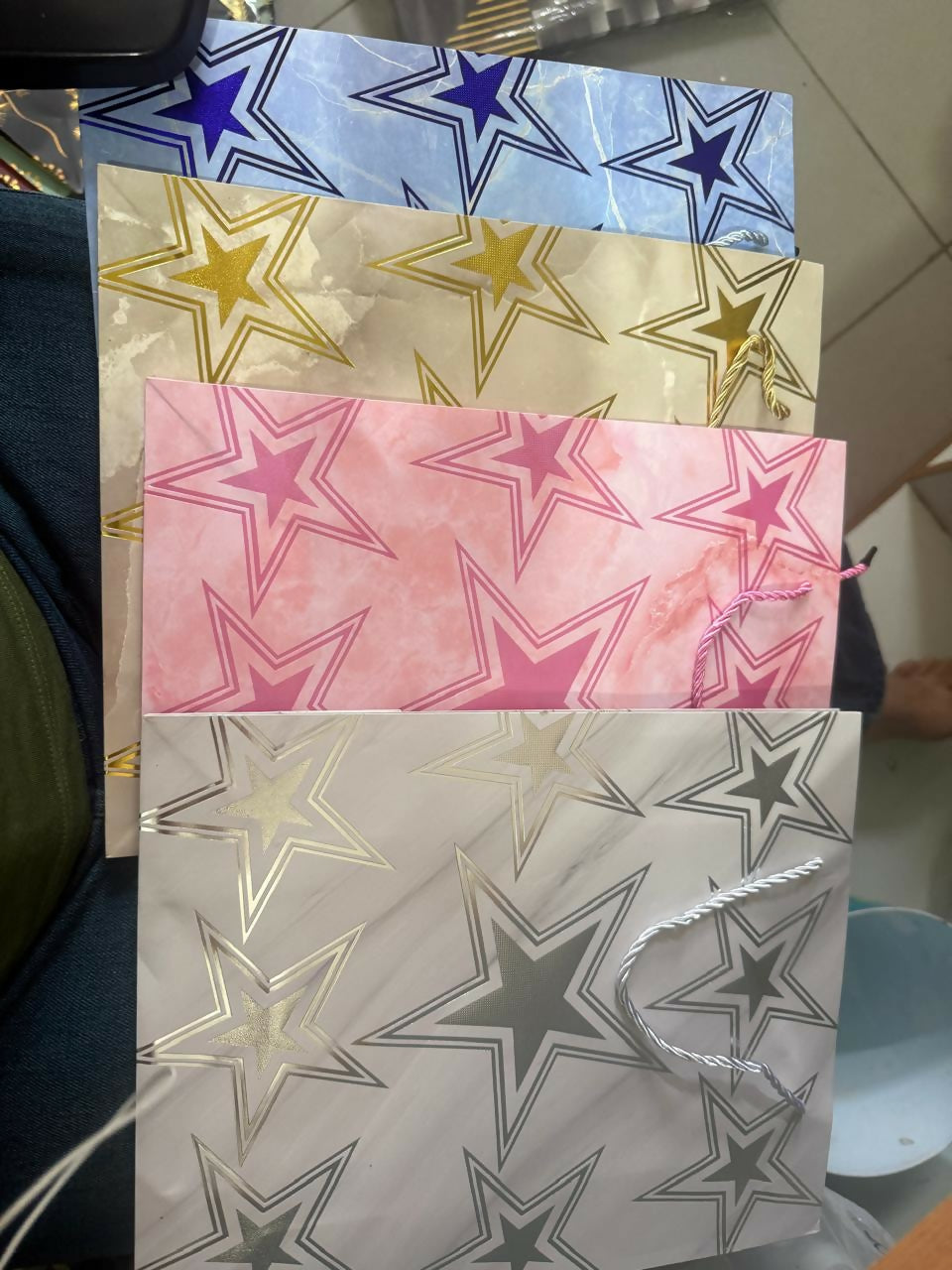 Star Print Gift Bag with Handle Premium Paper Carry Bag