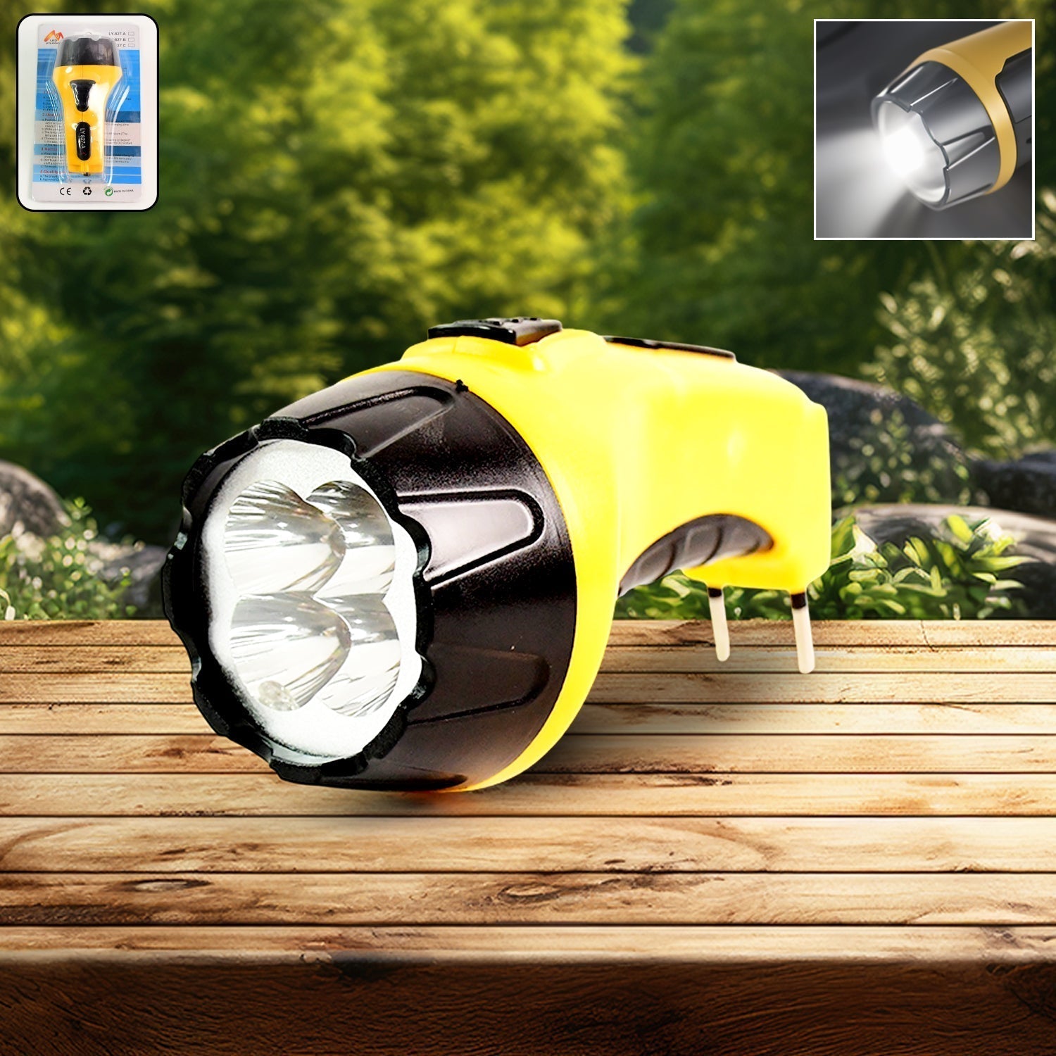 Rechargeable LED Torch Flashlight – High-Power Handheld Emergency Light with Built-in Plug