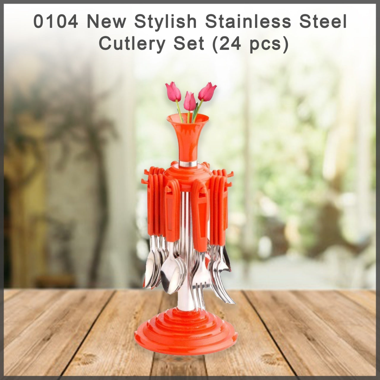 New Stylish 24 Pcs Plastic, Stainless Steel Cutlery Set (Pack of 24)