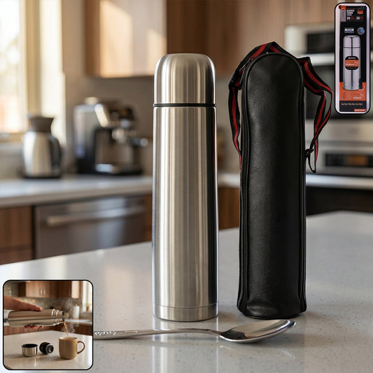 Premium Stainless Steel Vacuum Flask With Spoon(1000 ML)